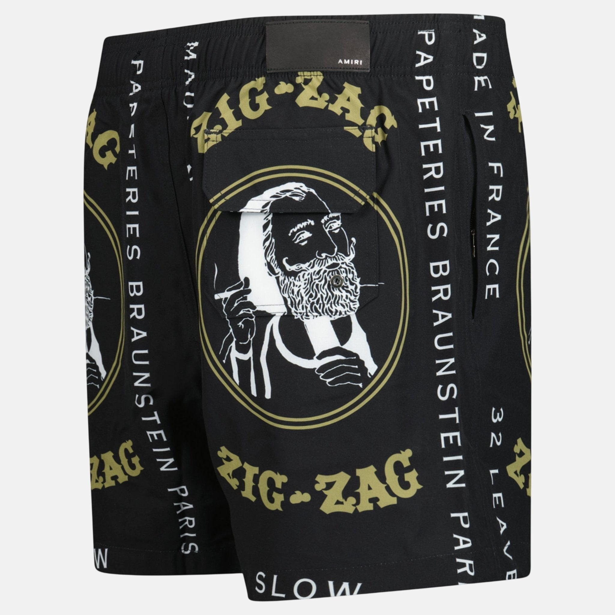Amiri Zig Zag Drawstring Swim Shorts Black | Studio DOS