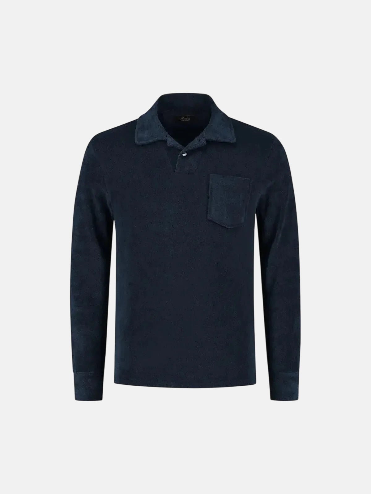 AURELIEN TERRY LONGSLEEVED POLO SHIRT NAVY | Studio DOS