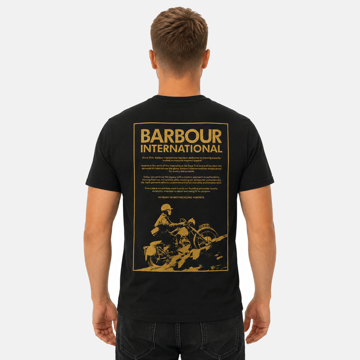 Barbour International 90th Anniversary Graphic T-Shirt Black | Studio DOS