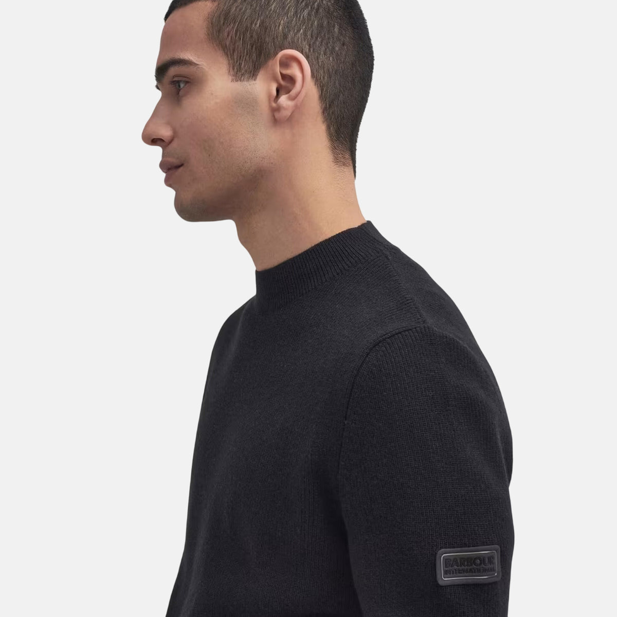 Barbour International Mens Crawley Crew Neck Jumper Black | Studio DOS