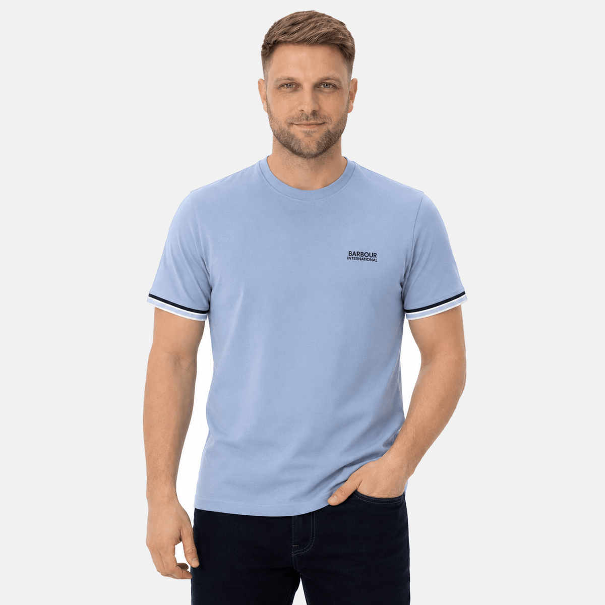 Barbour International Newport Tipped T-Shirt Powder Blue | Studio DOS