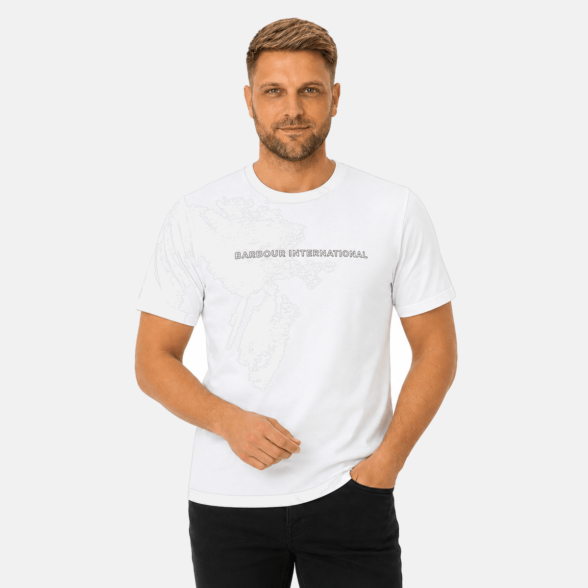Barbour International Outline T-Shirt White | Studio DOS