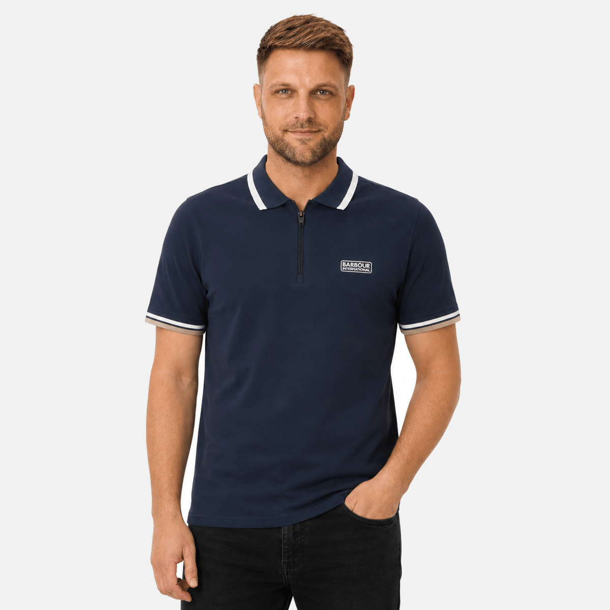 Barbour International Panter Interlock Polo Shirt Navy | Studio DOS