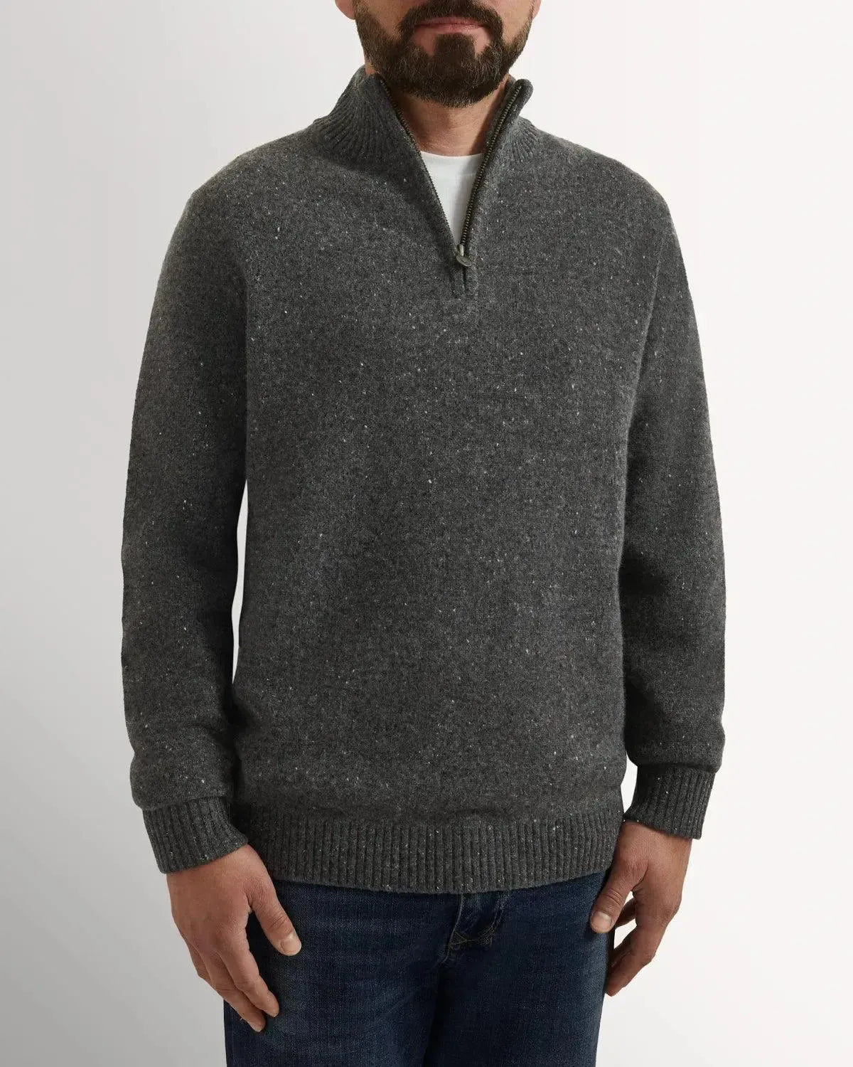 Bernard Weatherill 1/4 Zip Knit Melange Neps Grey | Studio DOS