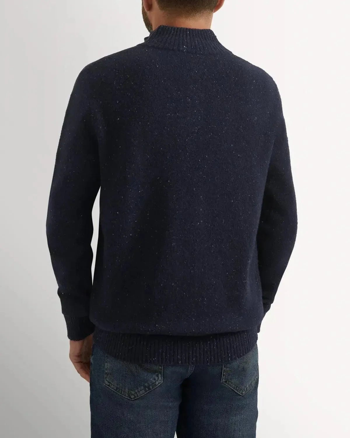 Bernard Weatherill 1/4 Zip Knit Melange Neps Navy Flec | Studio DOS