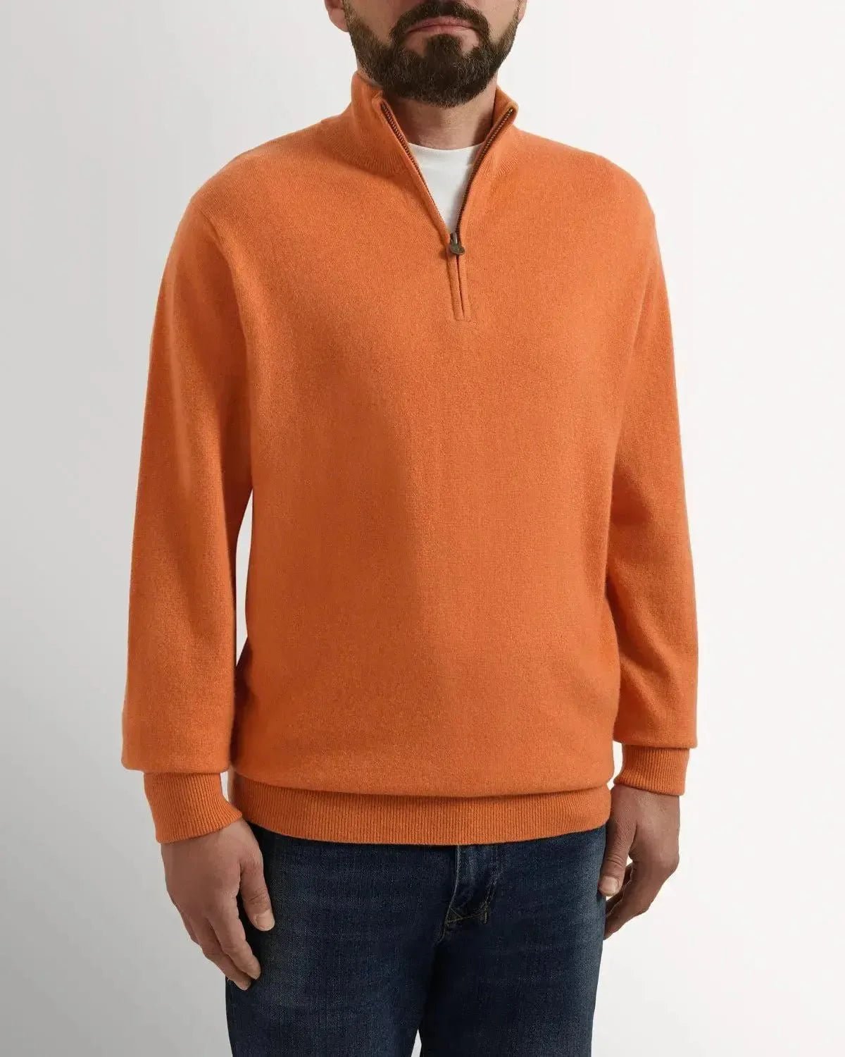 Bernard Weatherill Cashmere Mix 1/4 Zip Knit Burnt Orange | Studio DOS
