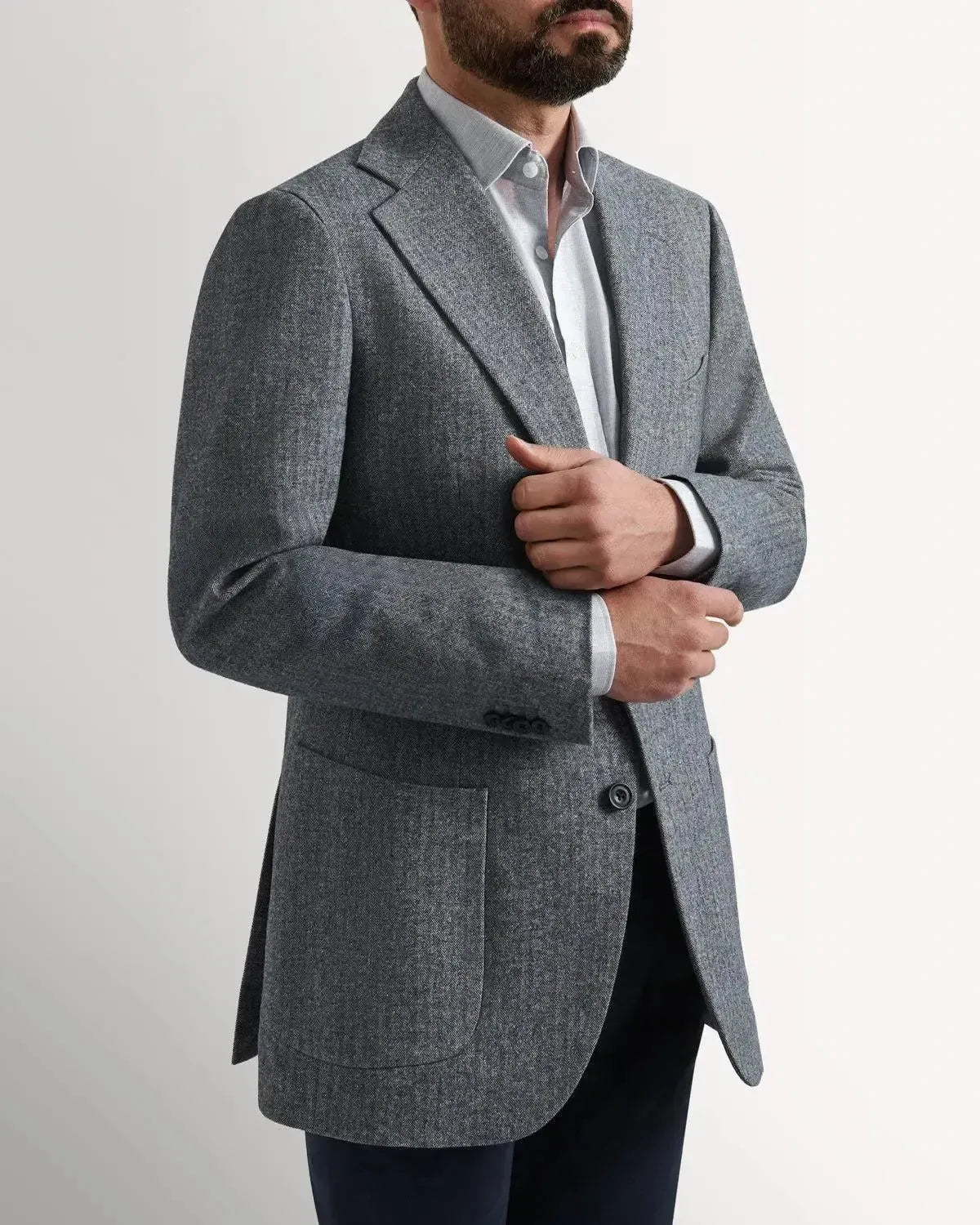 Bernard Weatherill Classic Herringbone Jacket Grey | Studio DOS