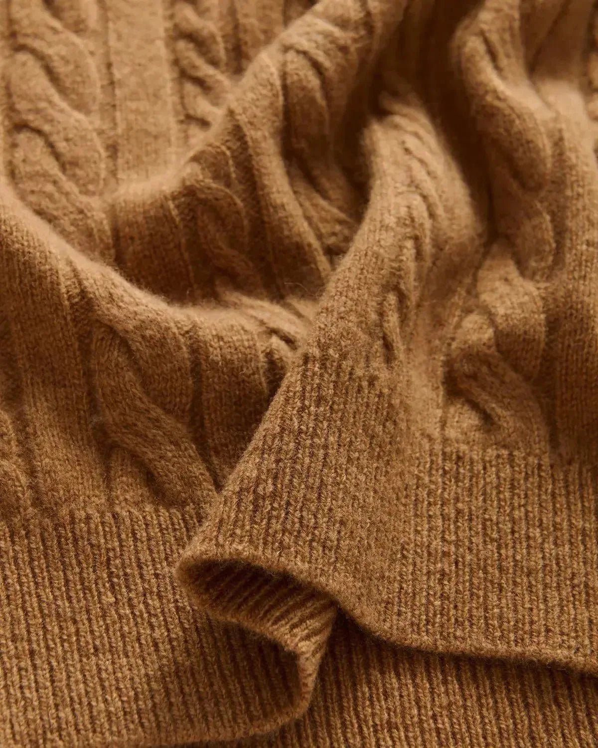 Bernard Weatherill Lambswool Crewneck Cable Knit Camel | Studio DOS
