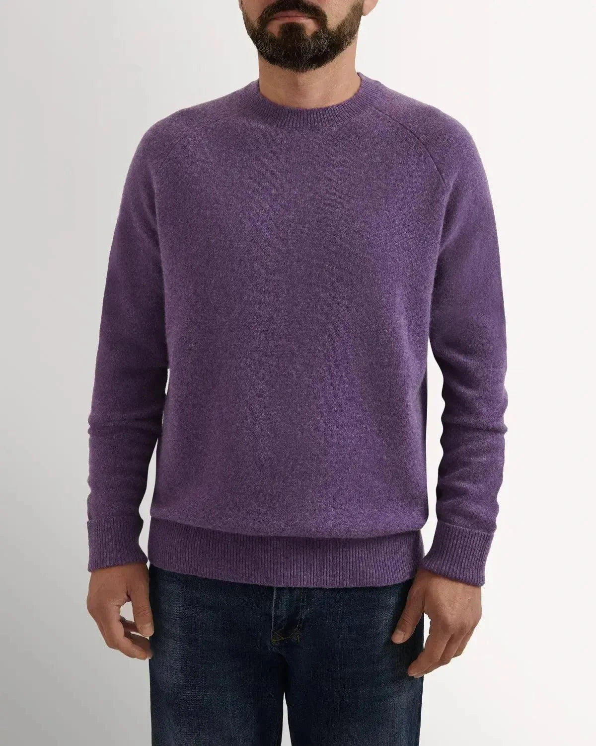Bernard Weatherill Lambswool Plain Crew Neck Knit Heather | Studio DOS