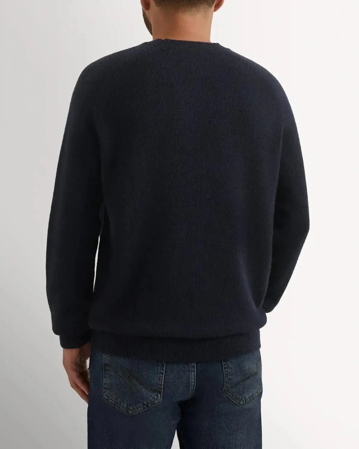 Bernard Weatherill Lambswool Plain Crew Neck Knit Navy | Studio DOS
