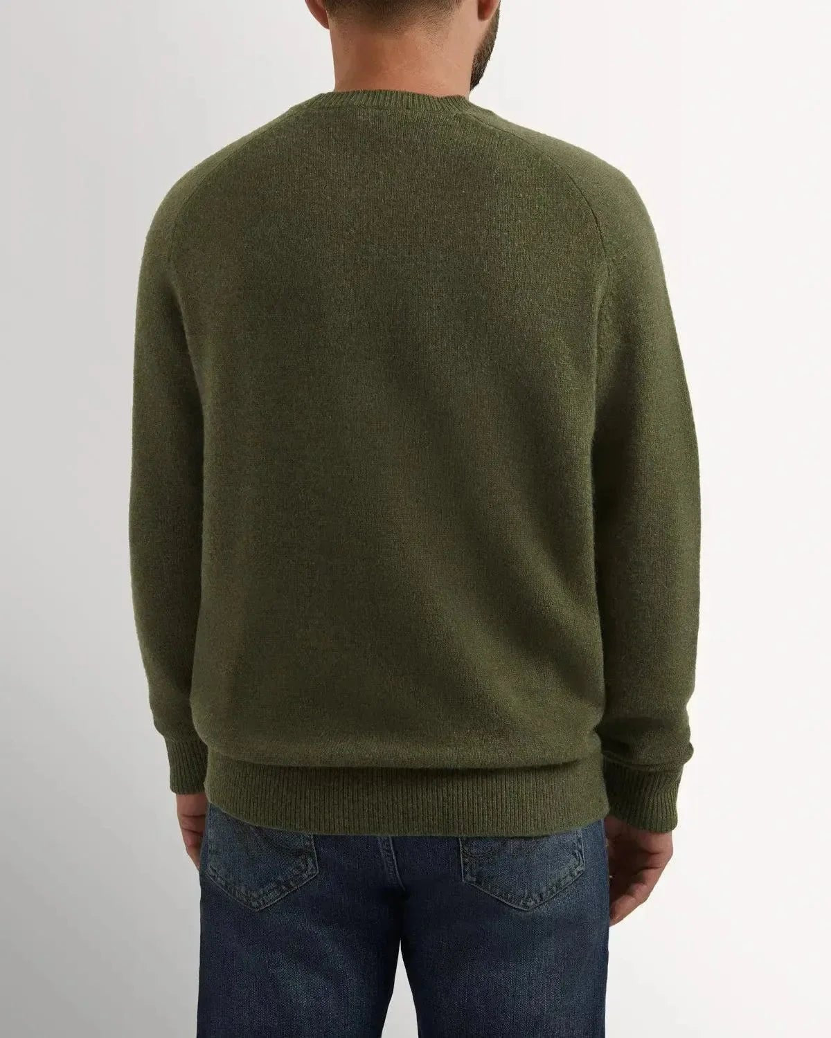 Bernard Weatherill Lambswool Plain Crew Neck Knit Thyme | Studio DOS
