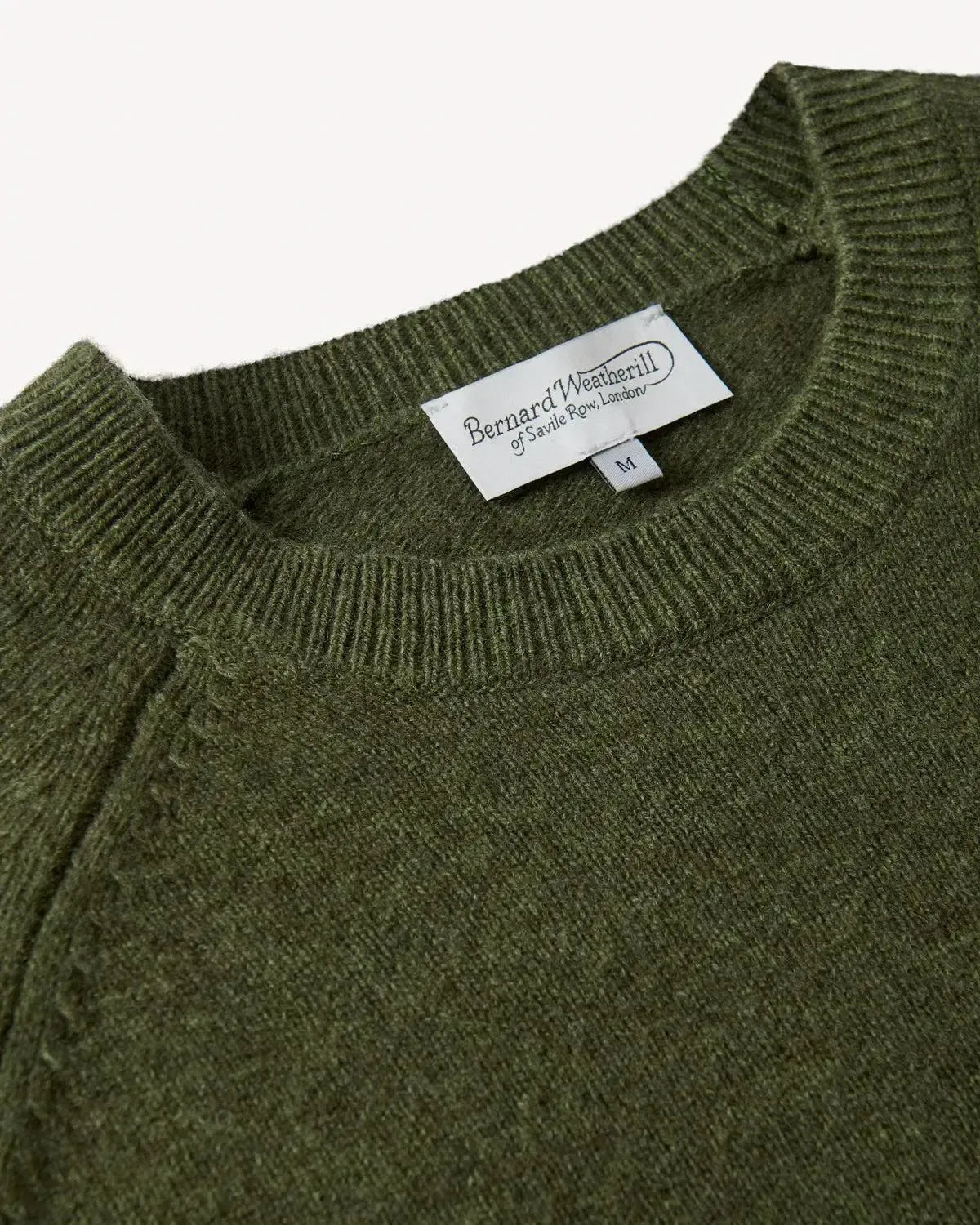 Bernard Weatherill Lambswool Plain Crew Neck Knit Thyme | Studio DOS