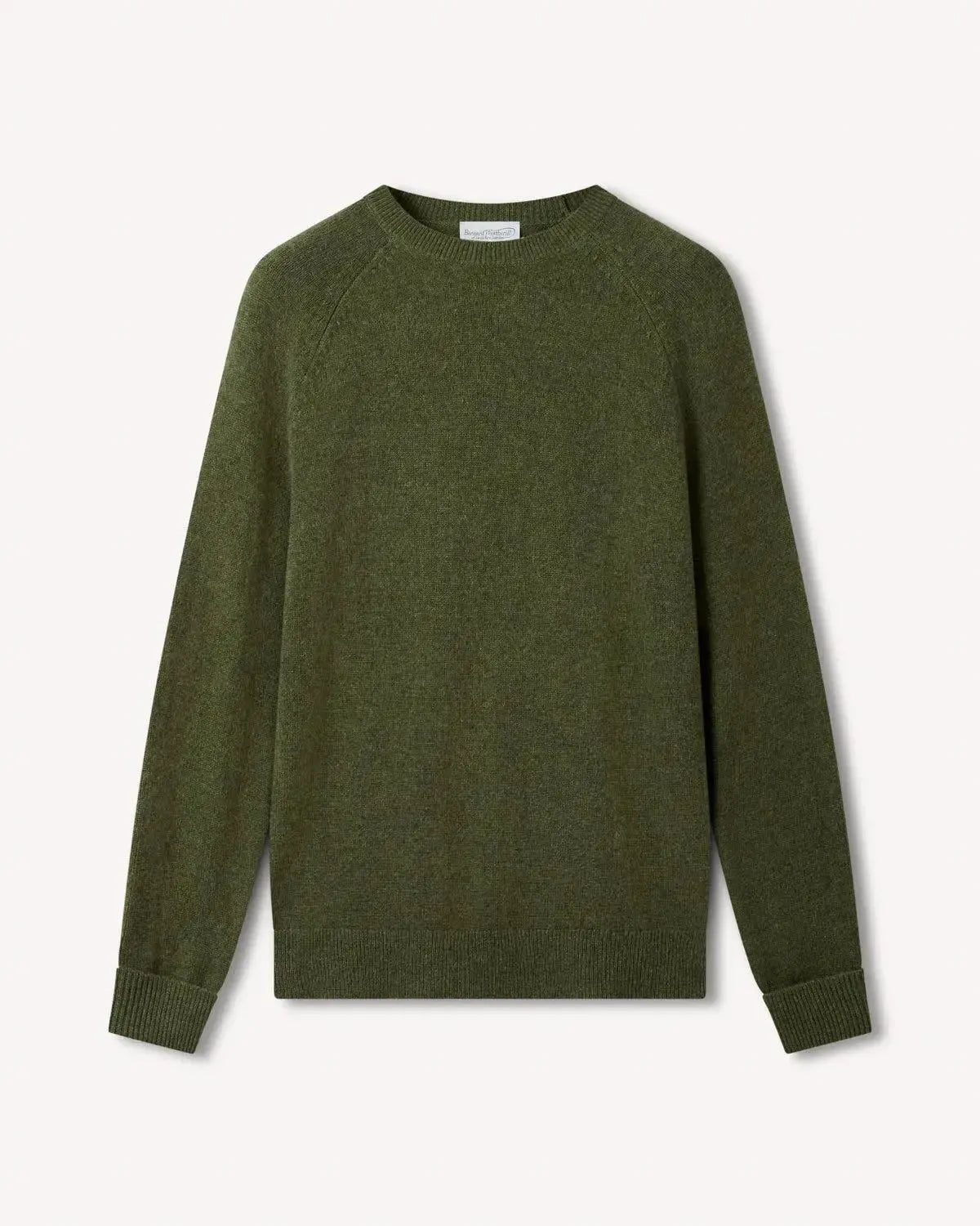 Bernard Weatherill Lambswool Plain Crew Neck Knit Thyme | Studio DOS
