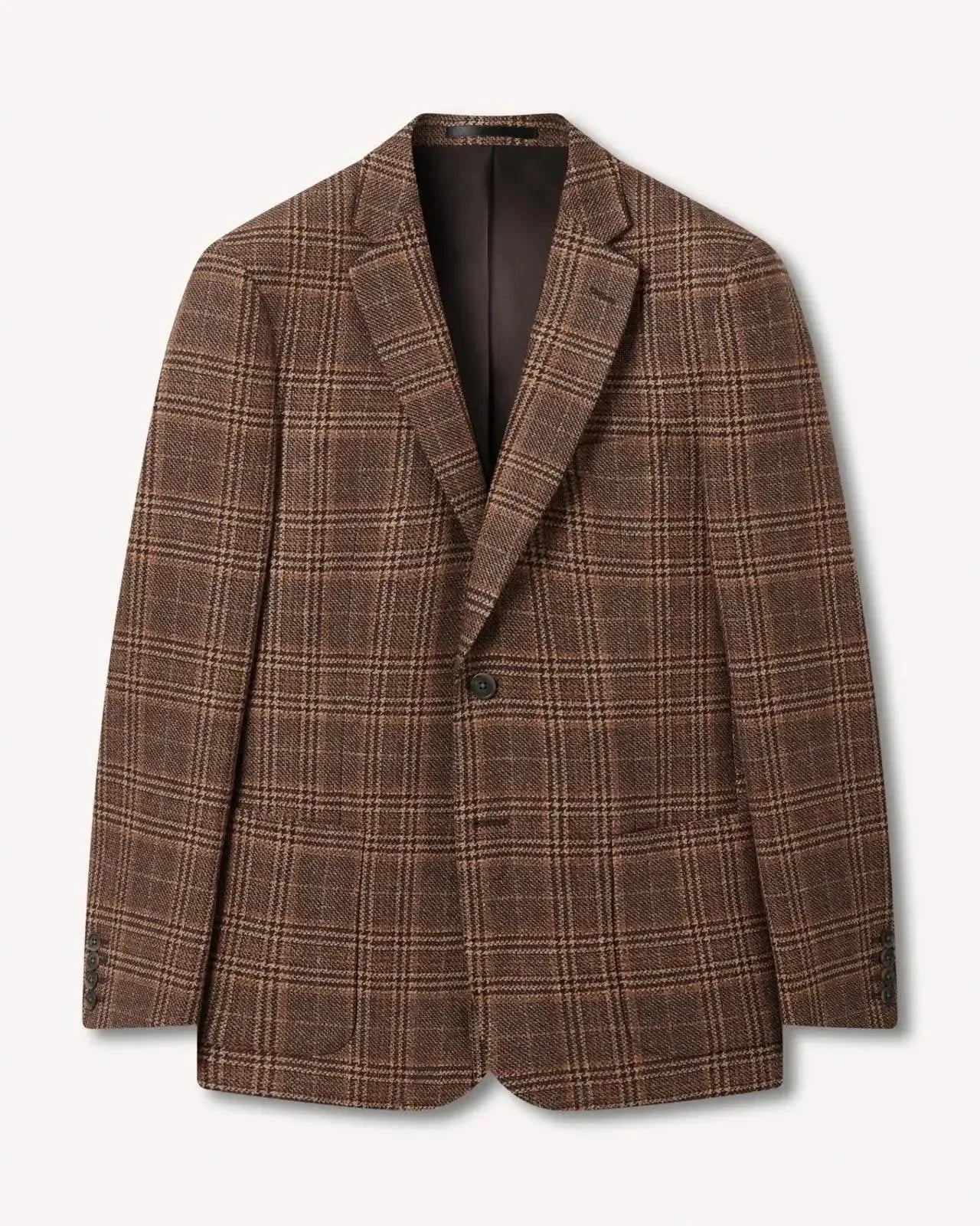 Bernard Weatherill Two Button Window Check Wool Jacket Brown | Studio DOS