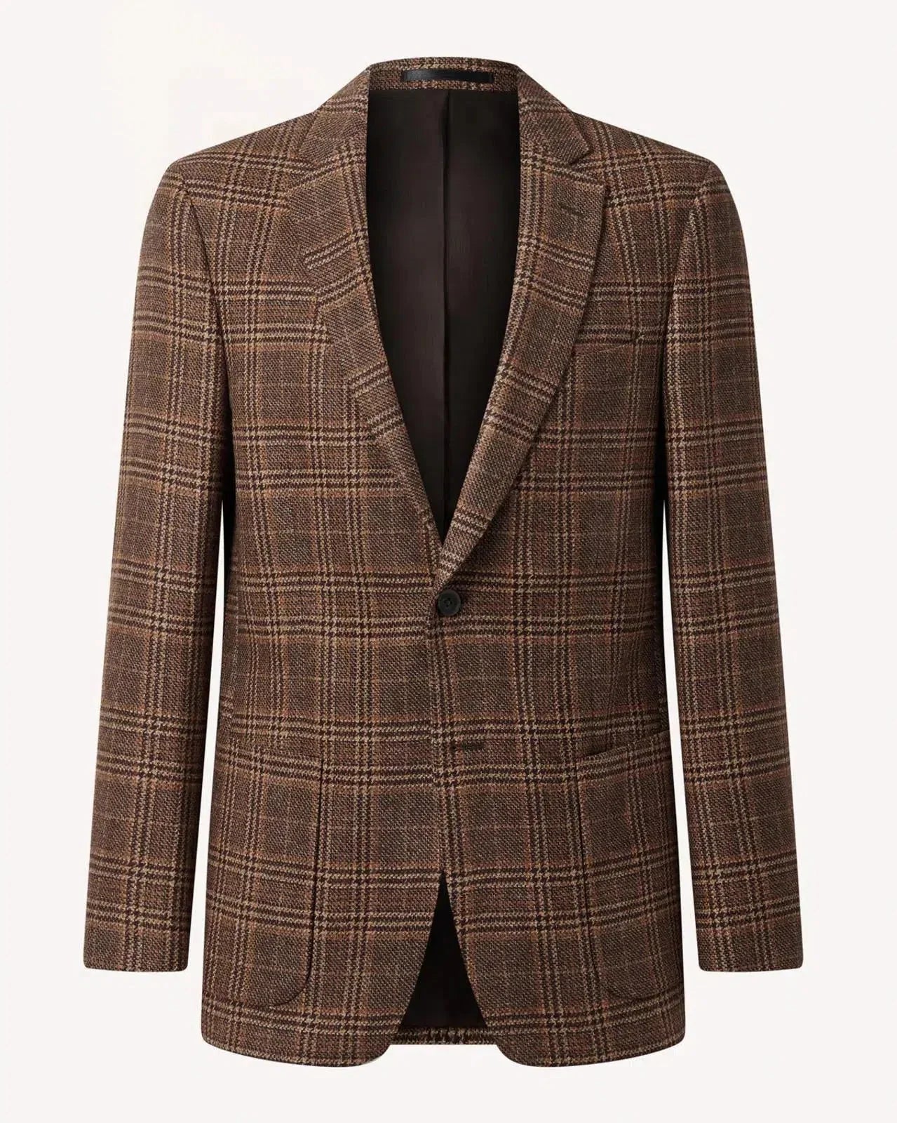 Bernard Weatherill Two Button Window Check Wool Jacket Brown | Studio DOS