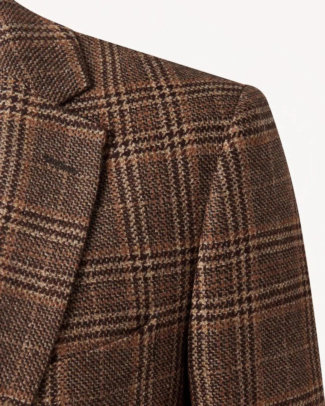 Bernard Weatherill Two Button Window Check Wool Jacket Brown | Studio DOS