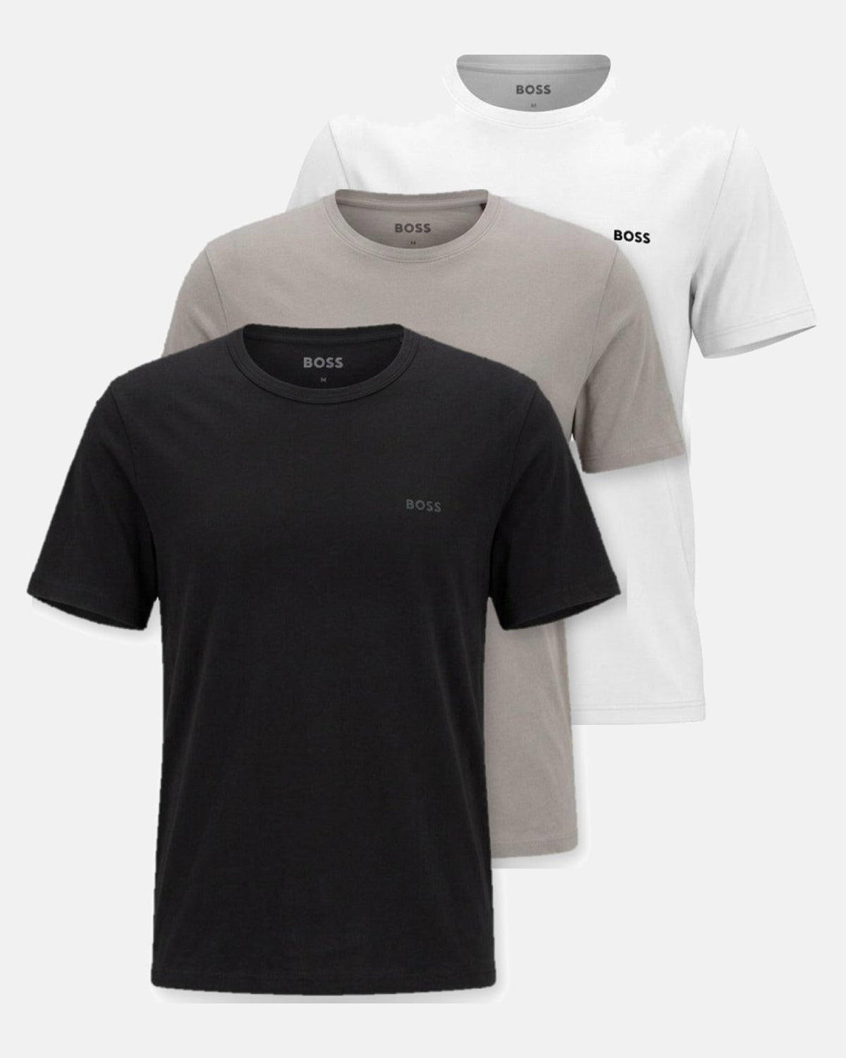 BOSS 3 Pack Cotton T-Shirts Black Grey White | Studio DOS