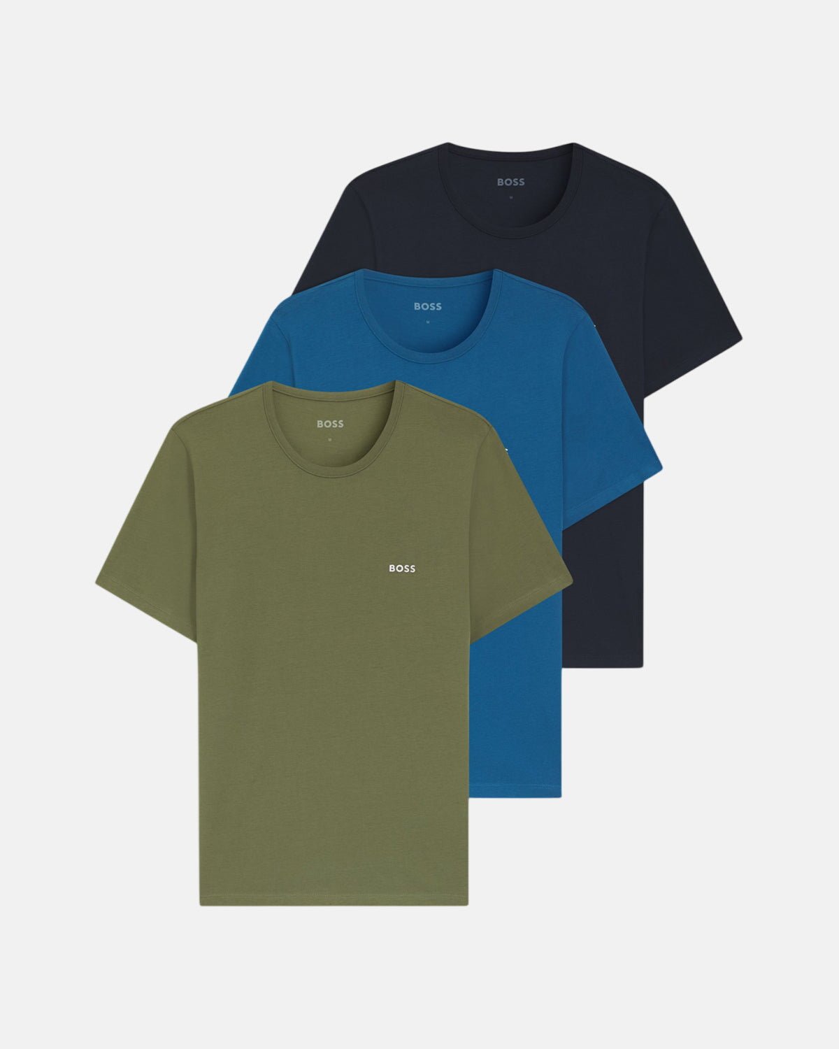 BOSS 3-PACK COTTON T-SHIRTS GREEN NAVY BLUE | Studio DOS