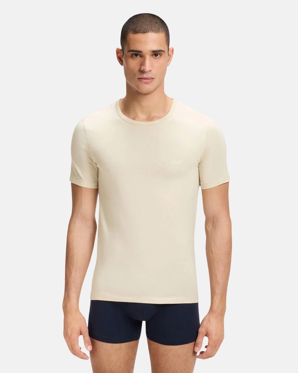 BOSS 3-PACK COTTON T-SHIRTS WHITE BEIGE GREY | Studio DOS