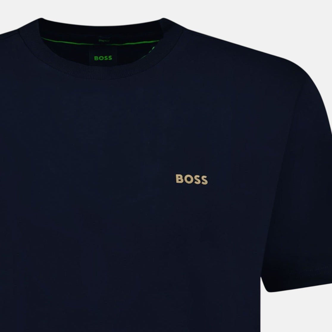 BOSS Active Gold Logo - Print T-Shirt Navy | Studio DOS