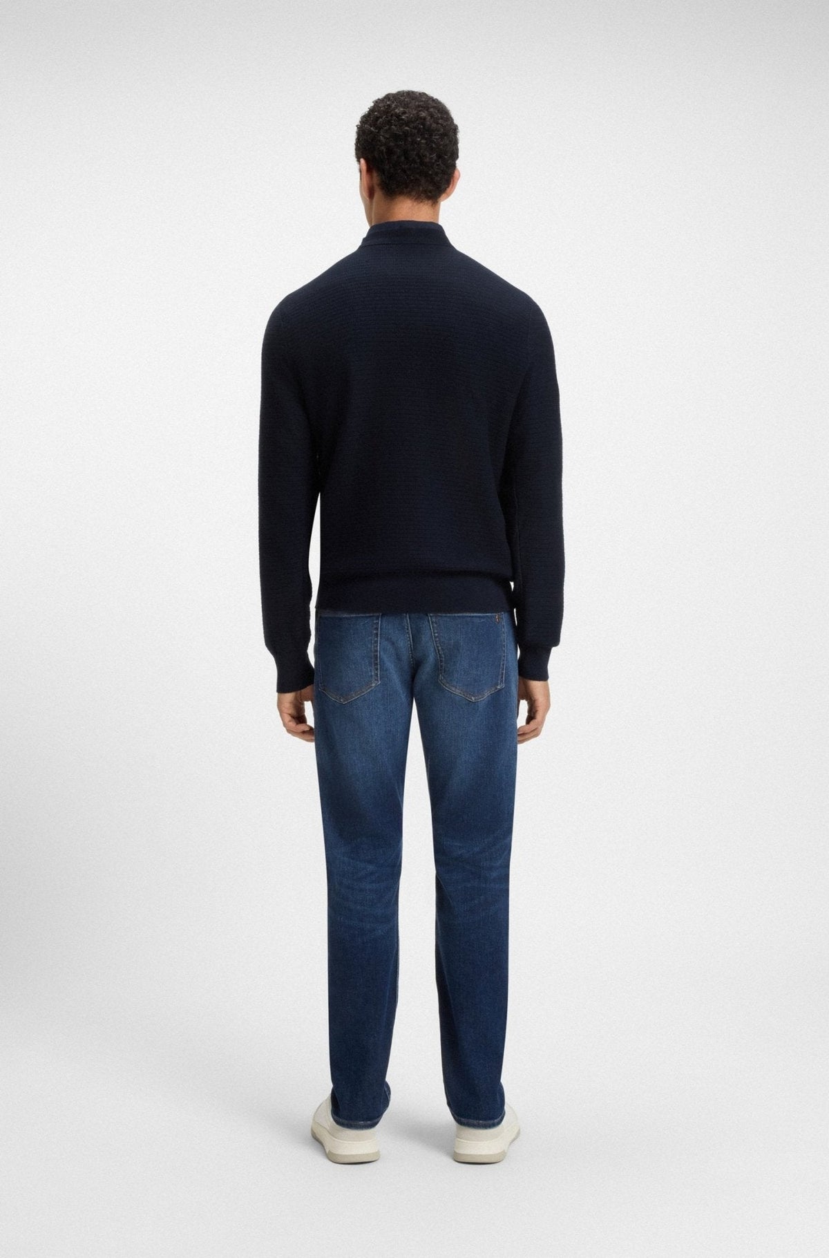 BOSS Anion Piqué Knit Jumper Dark Blue | Studio DOS