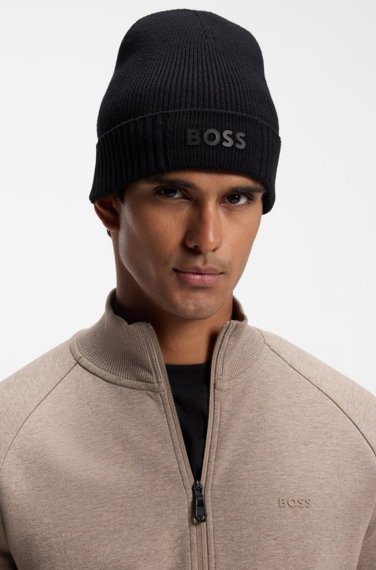 BOSS Asic Logo Beanie Hat Black | Studio DOS