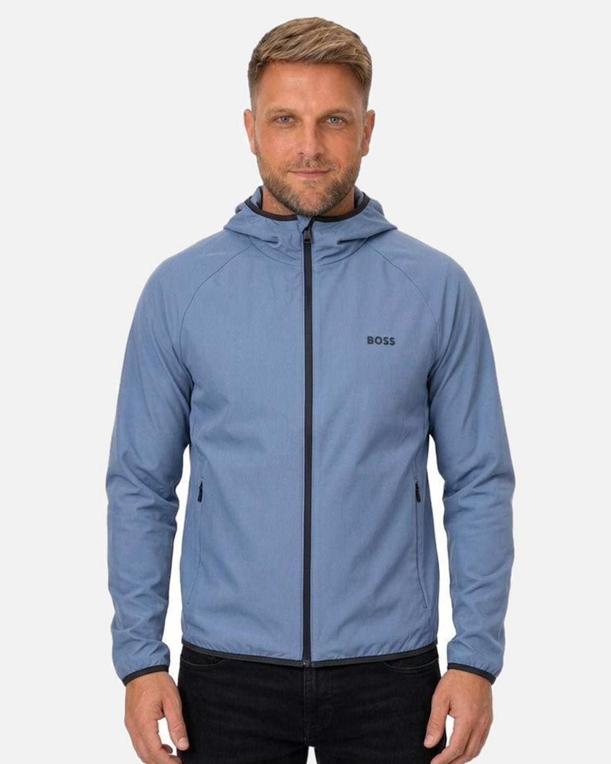 BOSS Commuter Hooded Jacket Steel Blue | Studio DOS