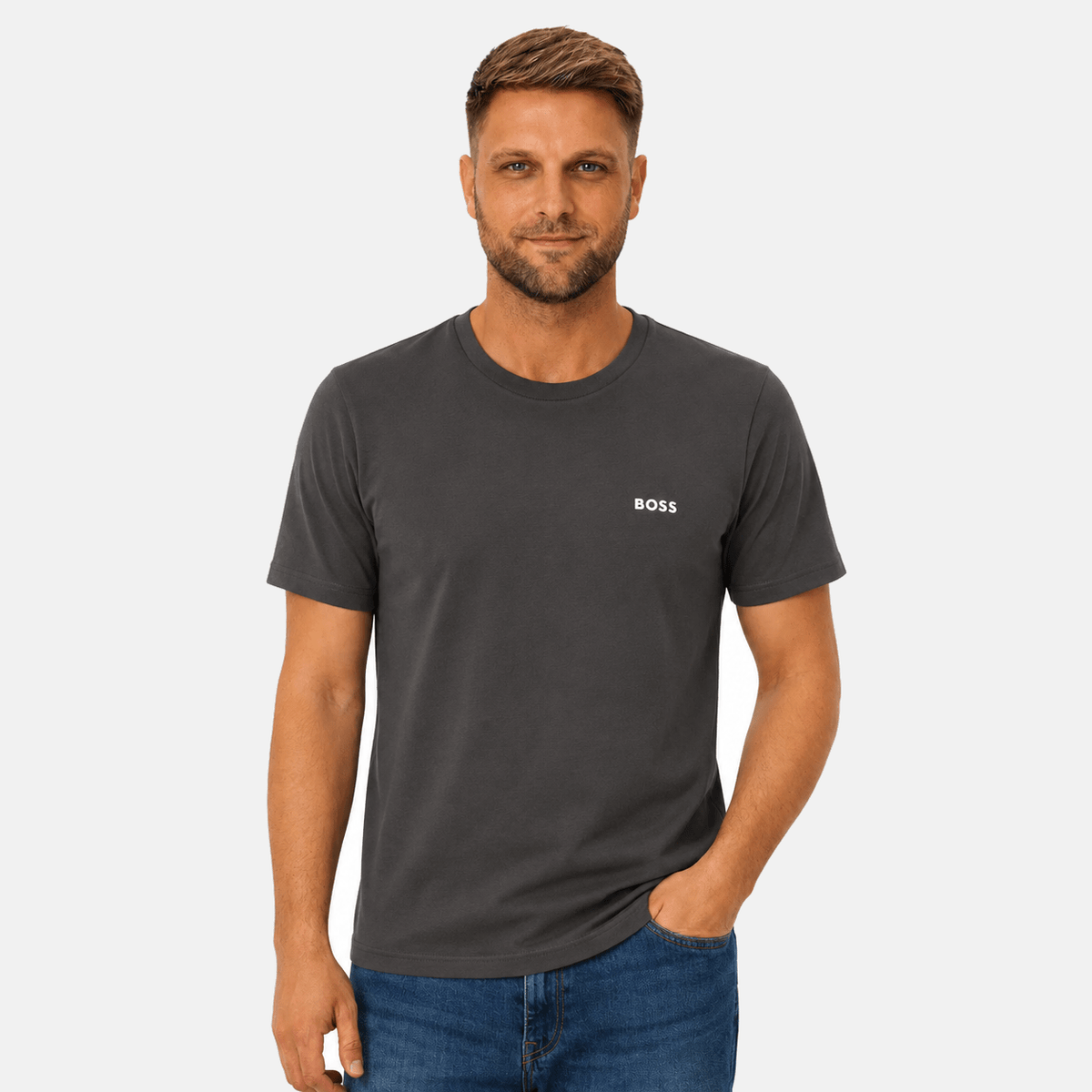 BOSS Cotton Basic T-Shirt Charcoal Grey | Studio DOS
