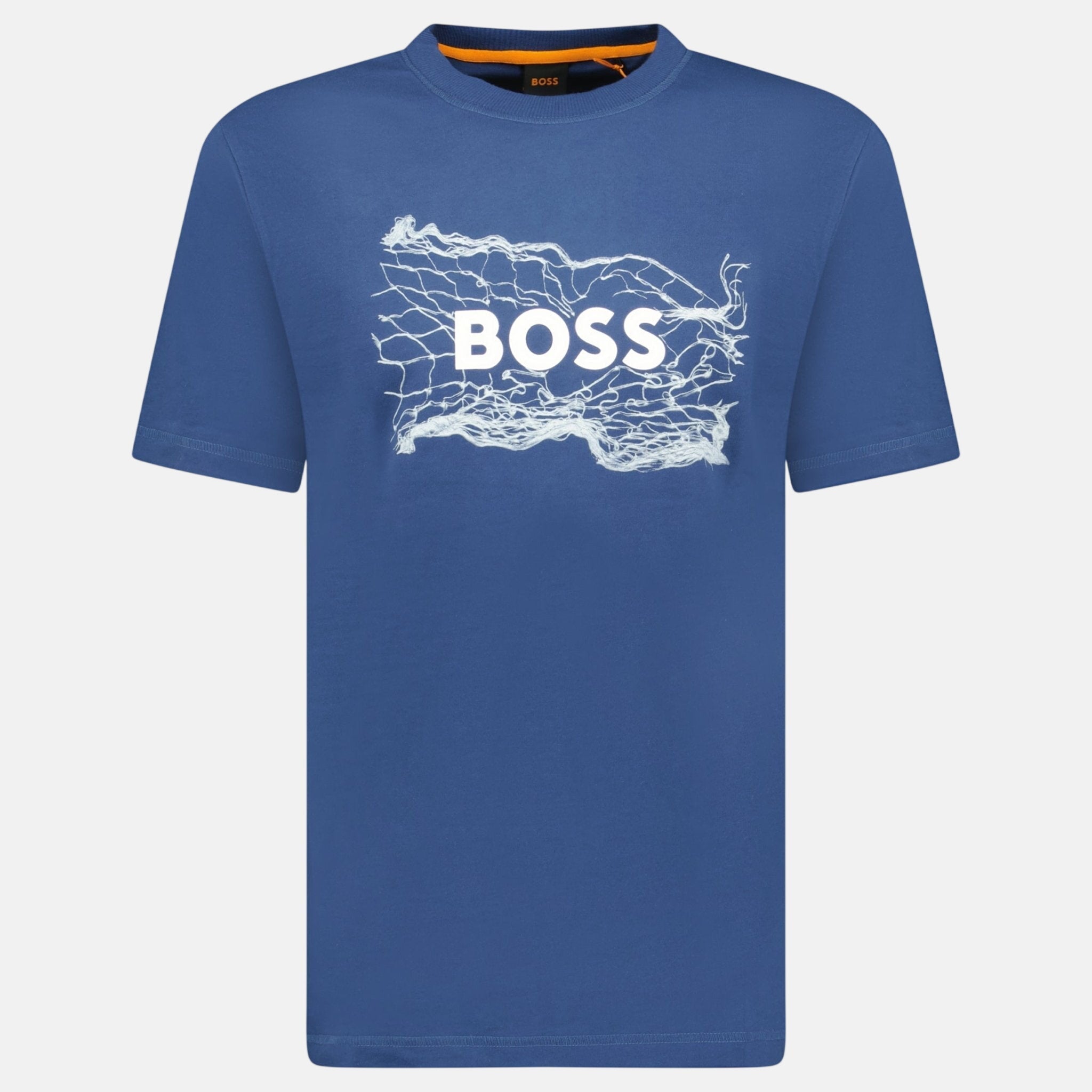 BOSS Cotton Jersey Artwork T-Shirt Blue | Studio DOS