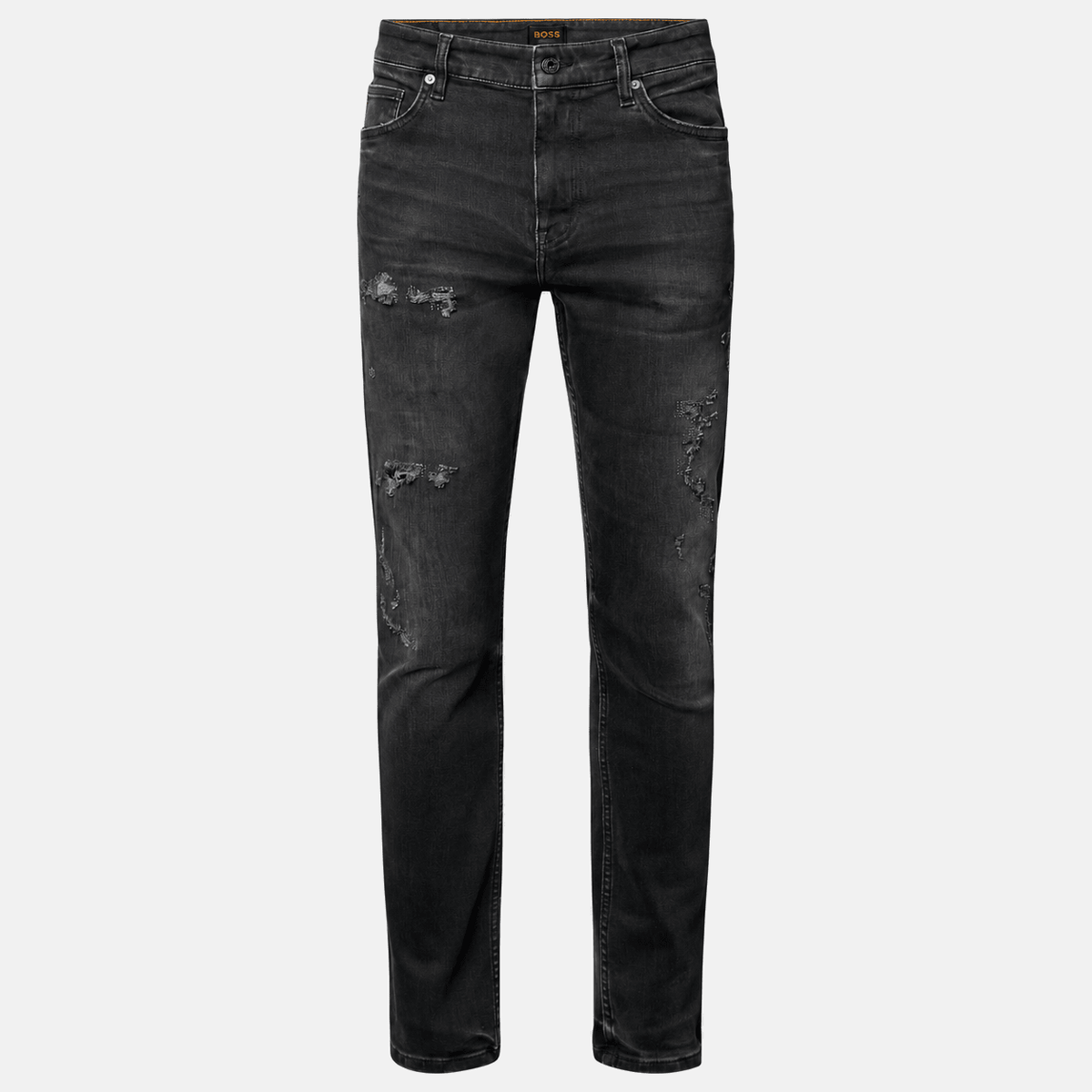BOSS Delaware Distressed Soft Motion Slim Fit Jeans Dark Grey | Studio DOS