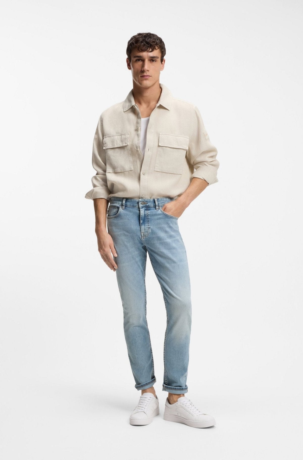BOSS Delaware Soft Motion Slim Fit Jeans Light Blue | Studio DOS