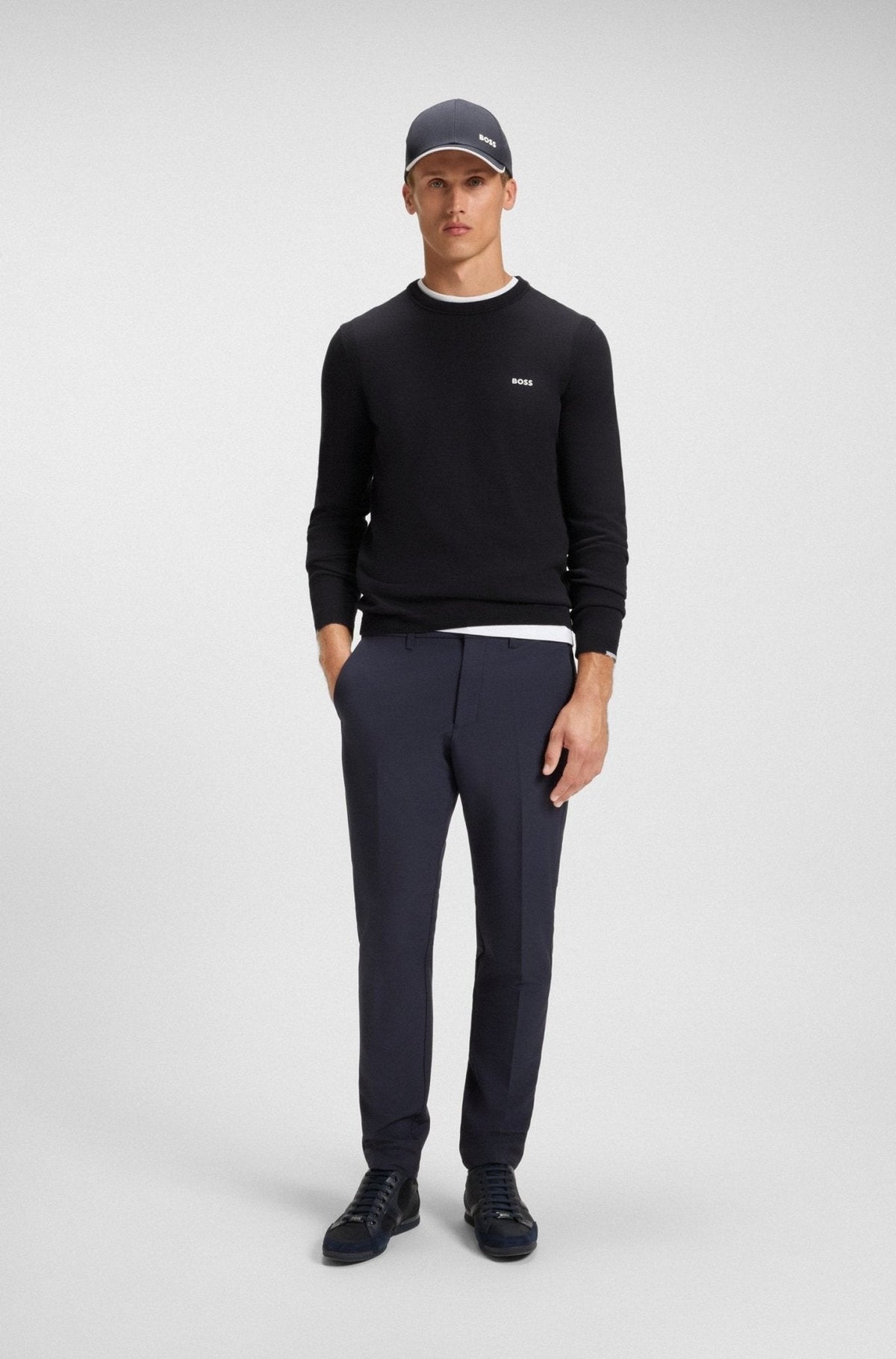 BOSS K_Ever-X Crewneck Cotton Sweater Dark Blue | Studio DOS