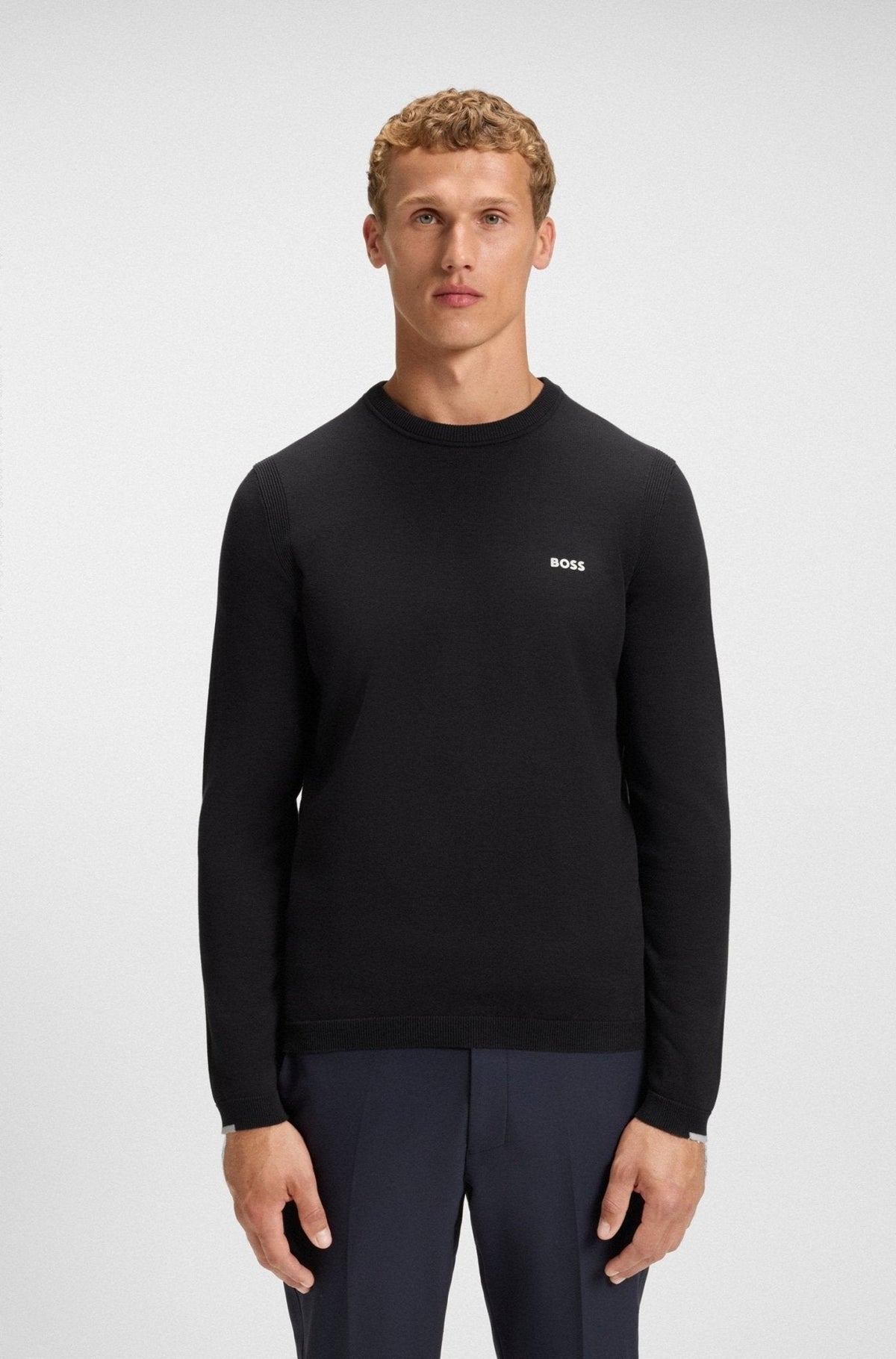 BOSS K_Ever-X Crewneck Cotton Sweater Dark Blue | Studio DOS