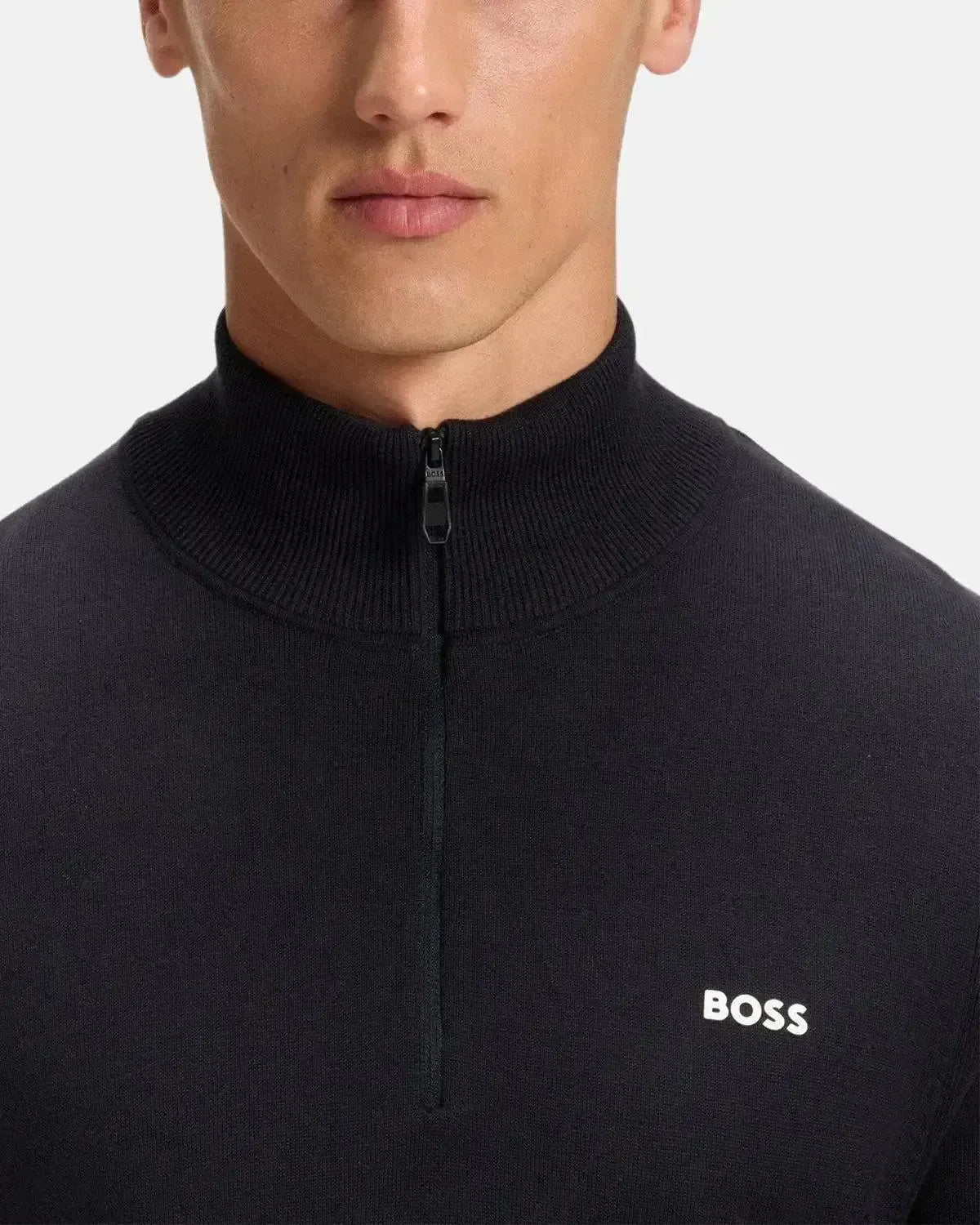 BOSS K - EVERX 1/4 ZIP COTTON KNIT DARK BLUE | Studio DOS
