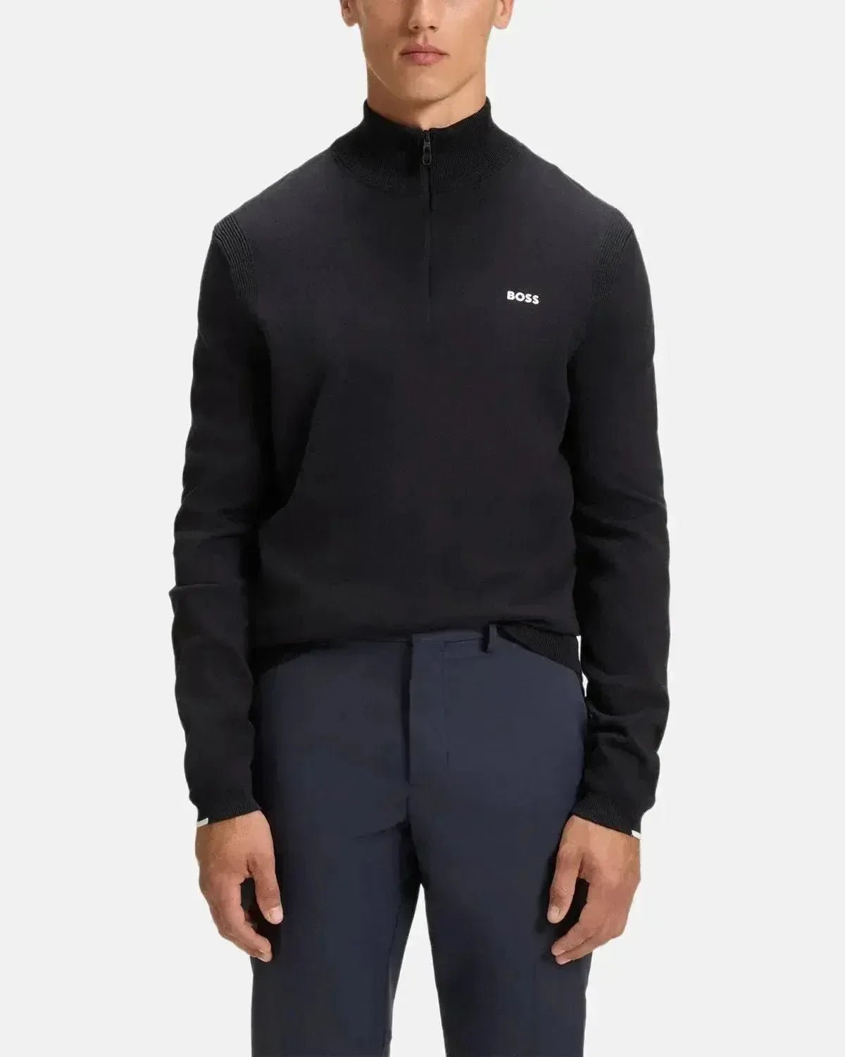 BOSS K - EVERX 1/4 ZIP COTTON KNIT DARK BLUE | Studio DOS