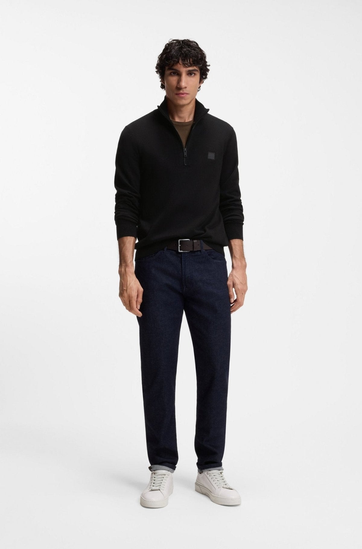 BOSS Kanobix Zip Neck Jumper Black | Studio DOS