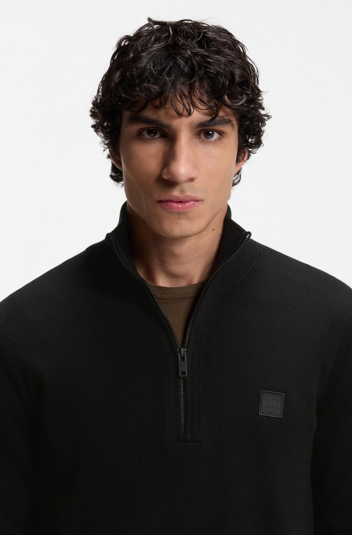 BOSS Kanobix Zip Neck Jumper Black | Studio DOS