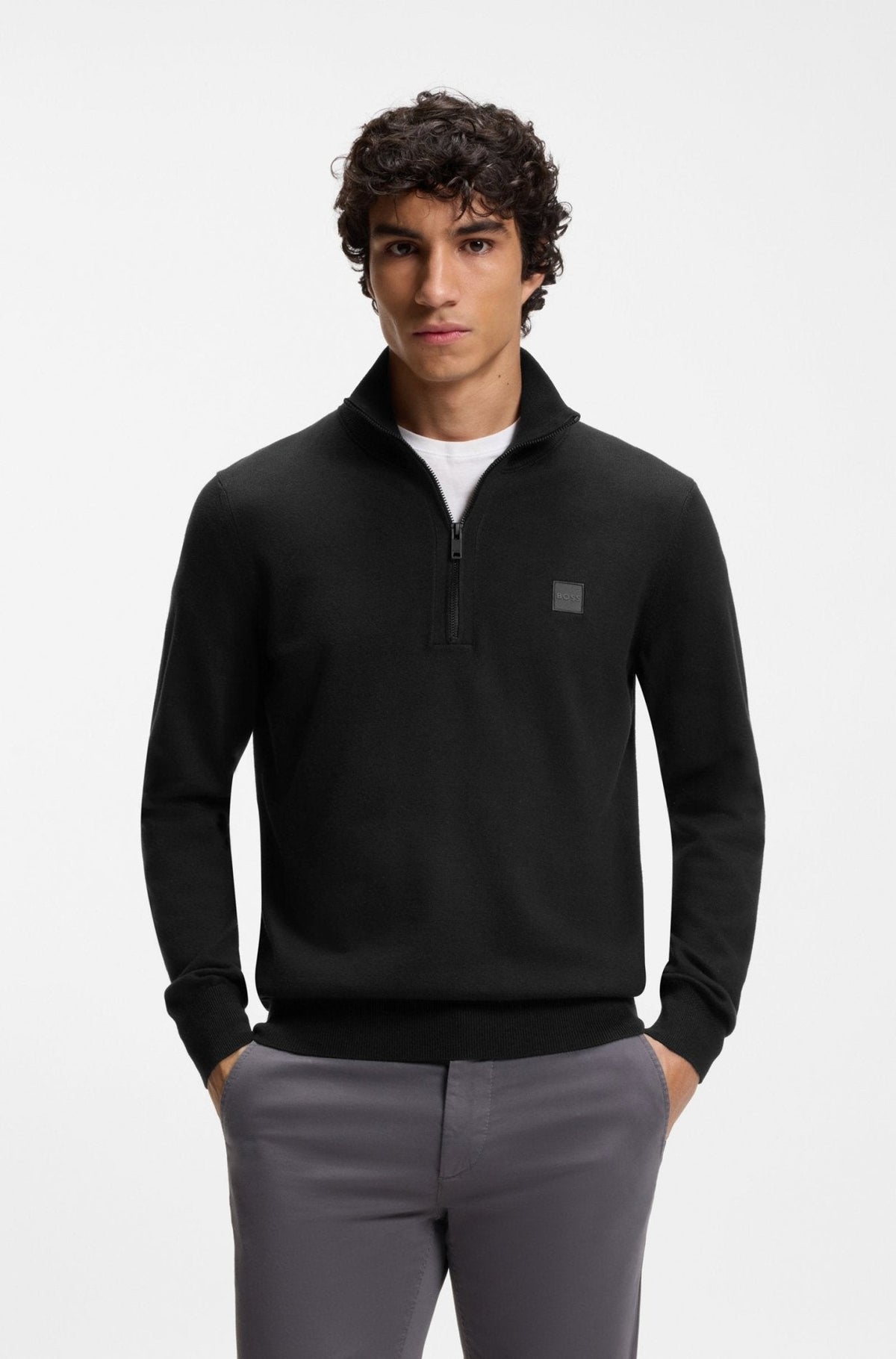 BOSS Kanobix Zip Neck Jumper Dark Blue | Studio DOS