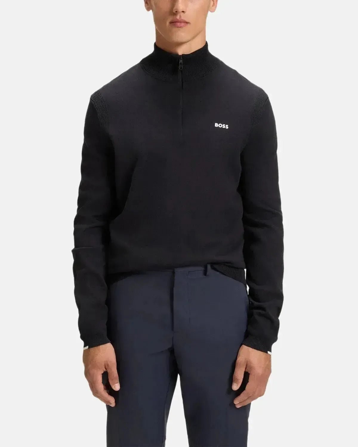 BOSS MENS K - EVERX 1/4 ZIP COTTON KNIT DARK BLUE | Studio DOS