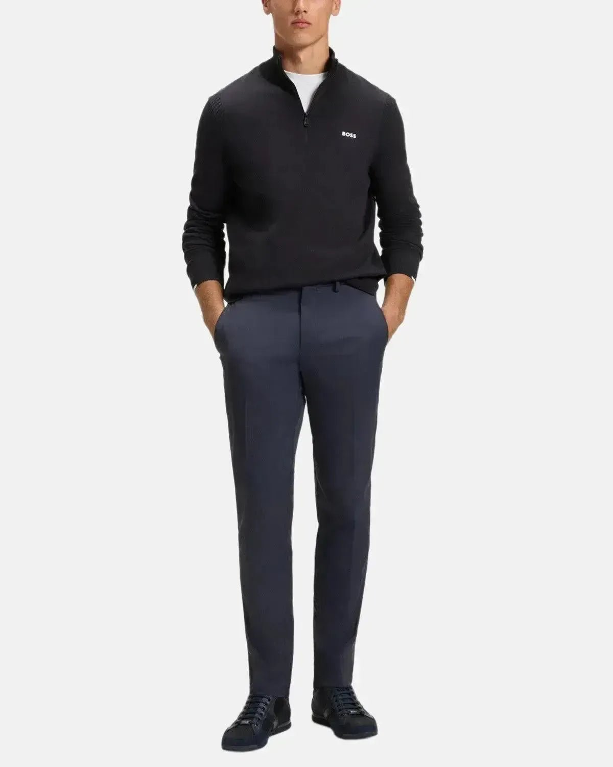 BOSS MENS K - EVERX 1/4 ZIP COTTON KNIT DARK BLUE | Studio DOS