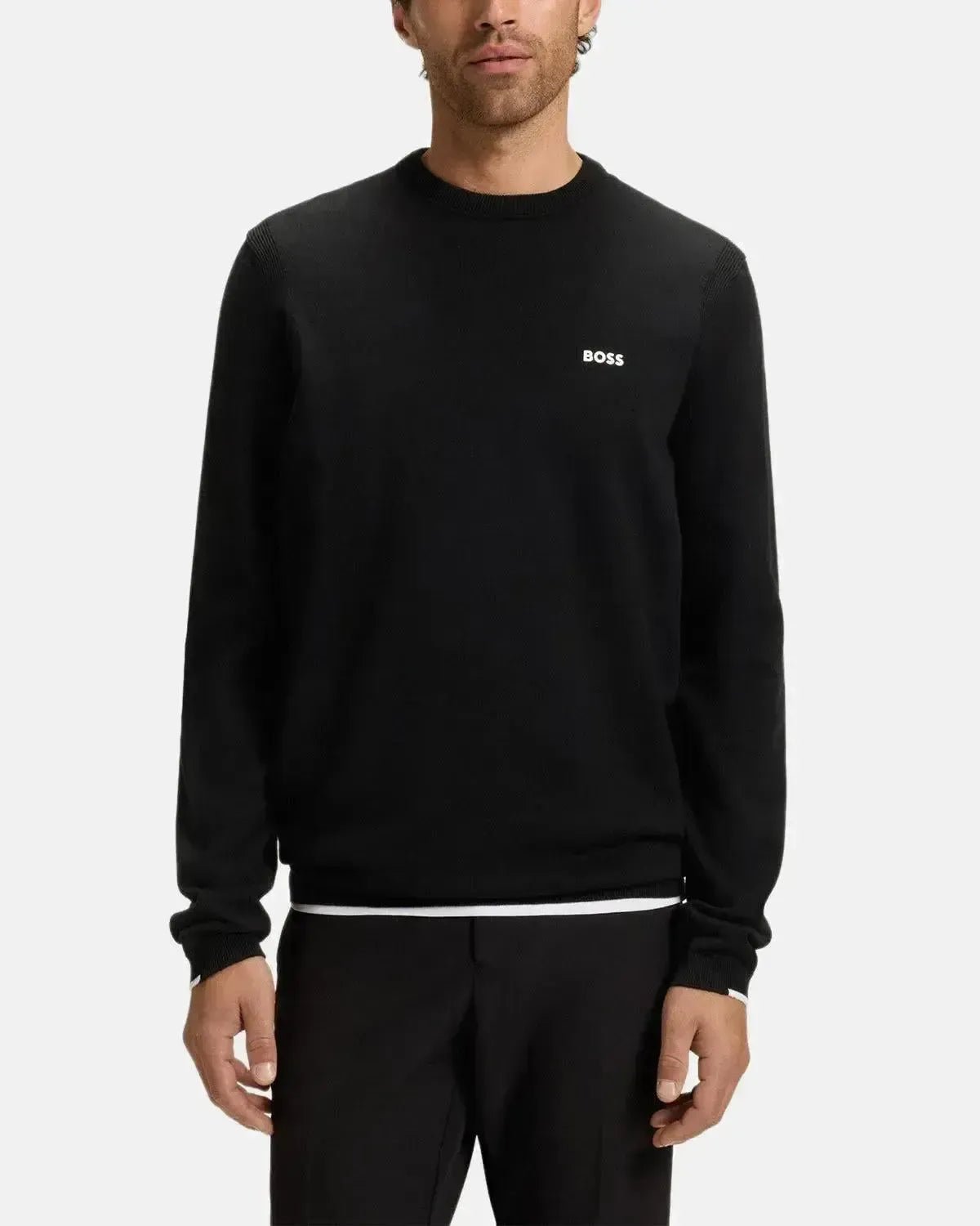 BOSS MENS K - EVERX CREWNECK COTTON KNIT BLACK | Studio DOS