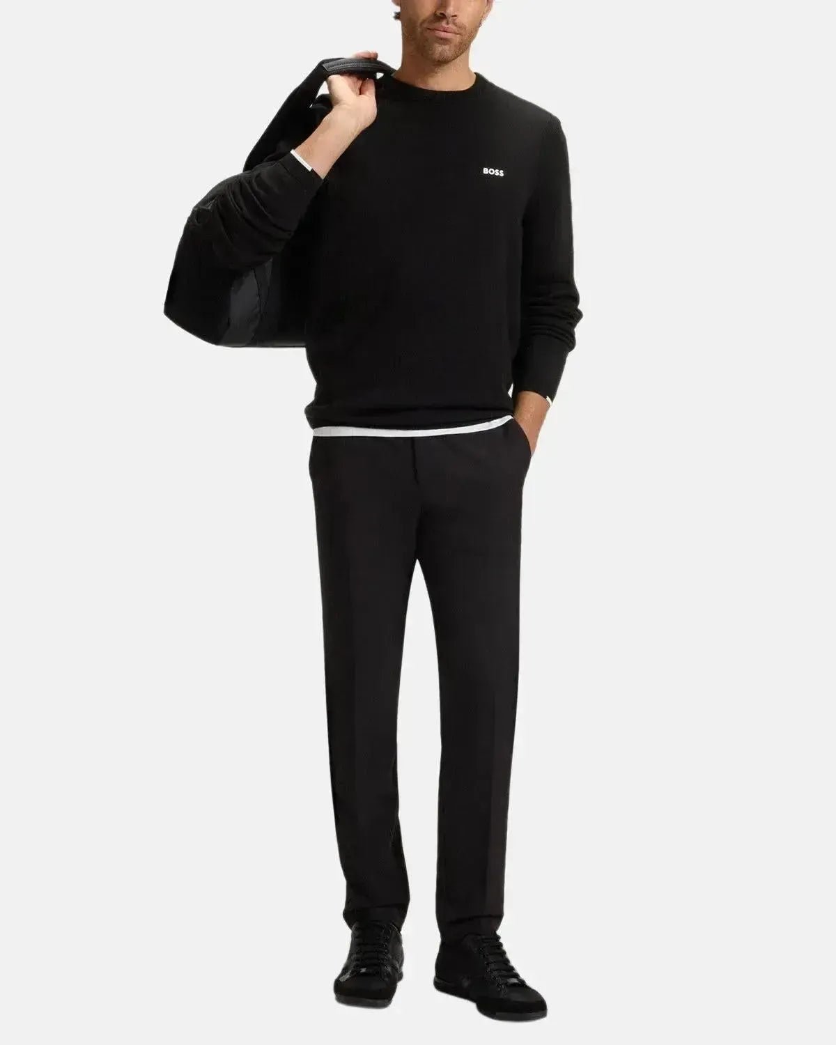 BOSS MENS K - EVERX CREWNECK COTTON KNIT BLACK | Studio DOS