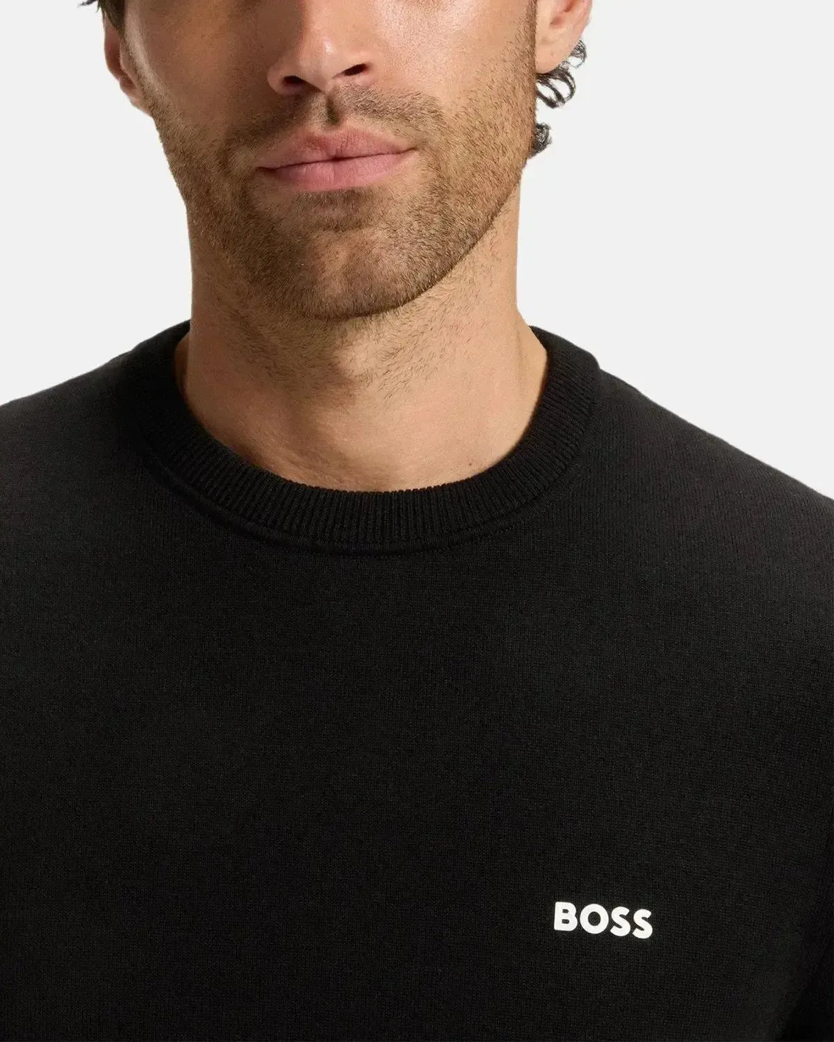 BOSS MENS K - EVERX CREWNECK COTTON KNIT BLACK | Studio DOS