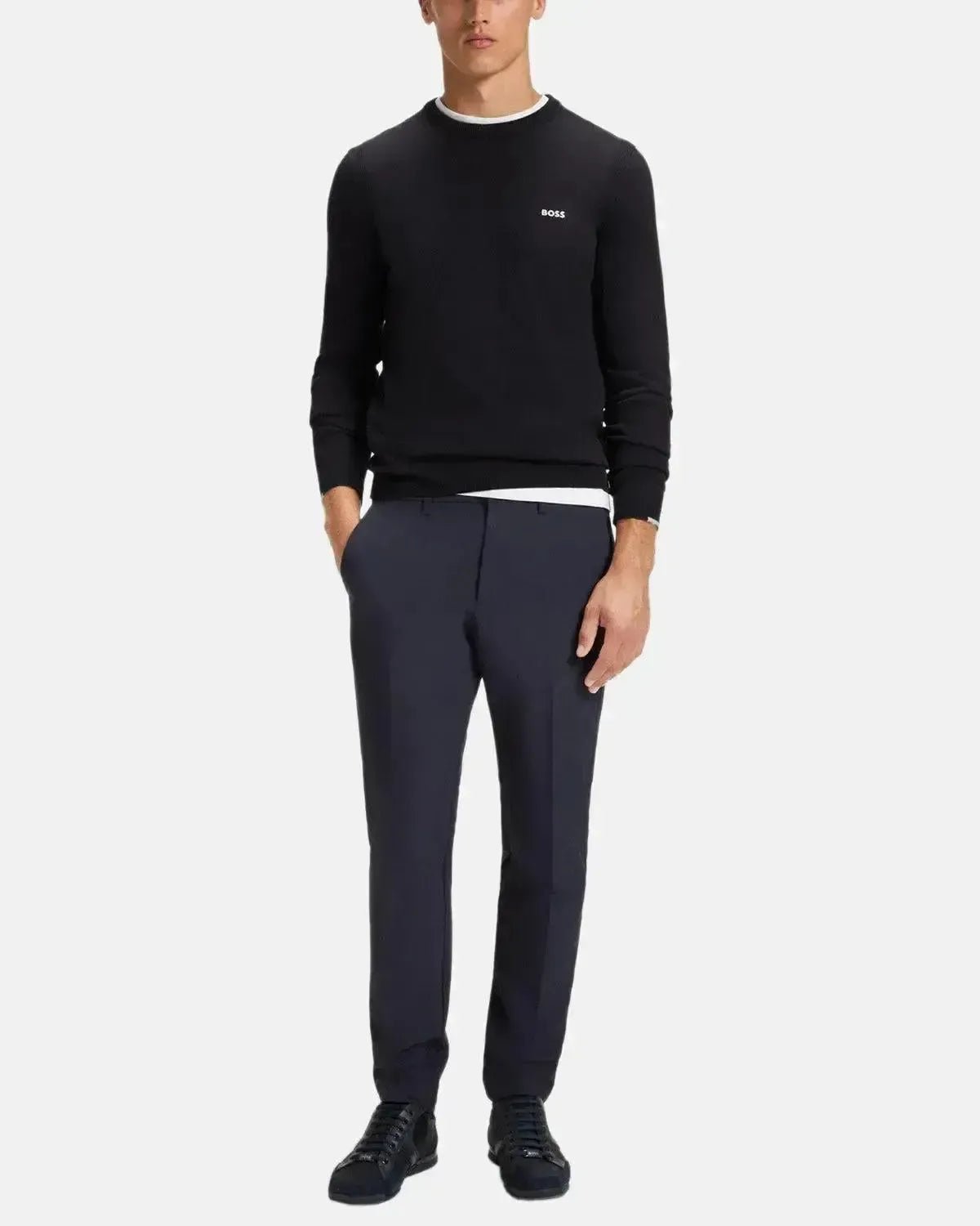 BOSS MENS K - EVERX CREWNECK COTTON KNIT DARK BLUE | Studio DOS