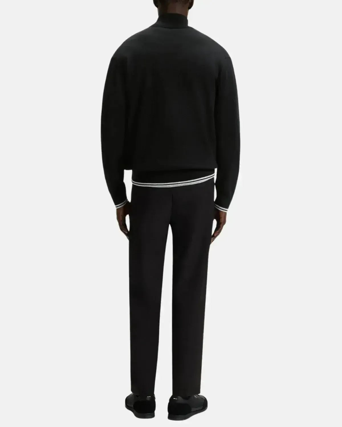 BOSS MENS K - ZONE STRIPE DETAIL 1/4 ZIP KNIT BLACK | Studio DOS