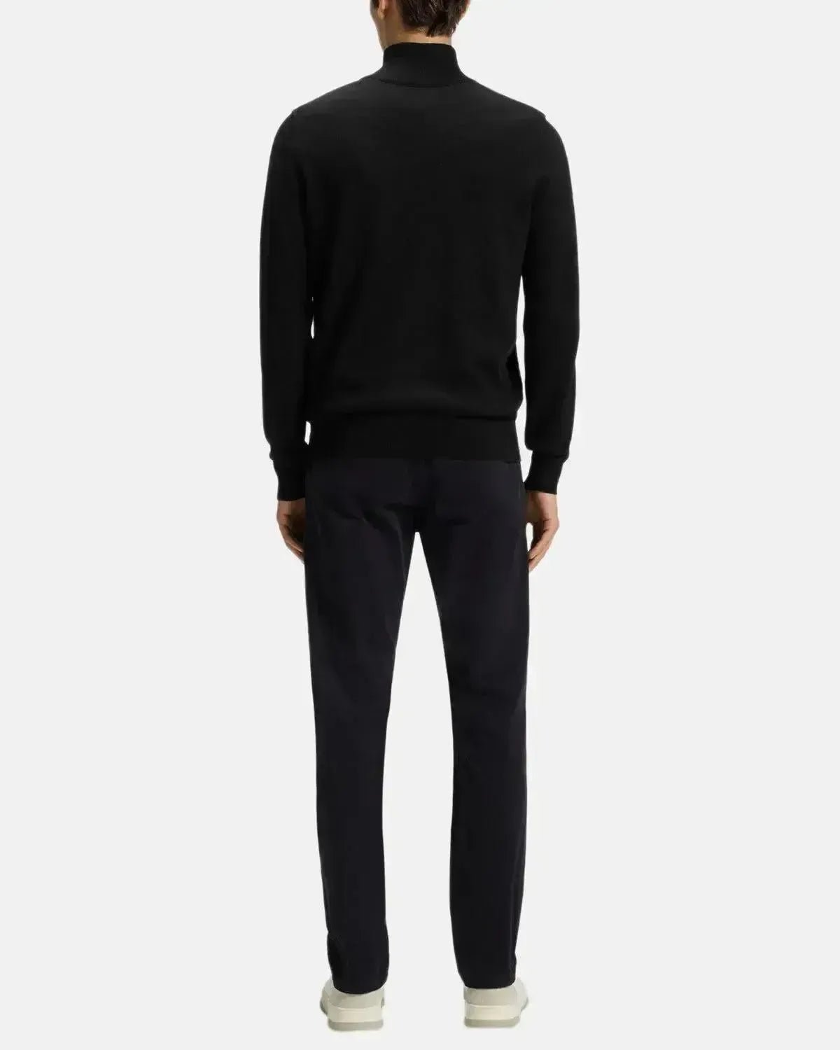 BOSS MENS KANOBIX 1/4 ZIP COTTON CASHMERE KNIT BLACK | Studio DOS