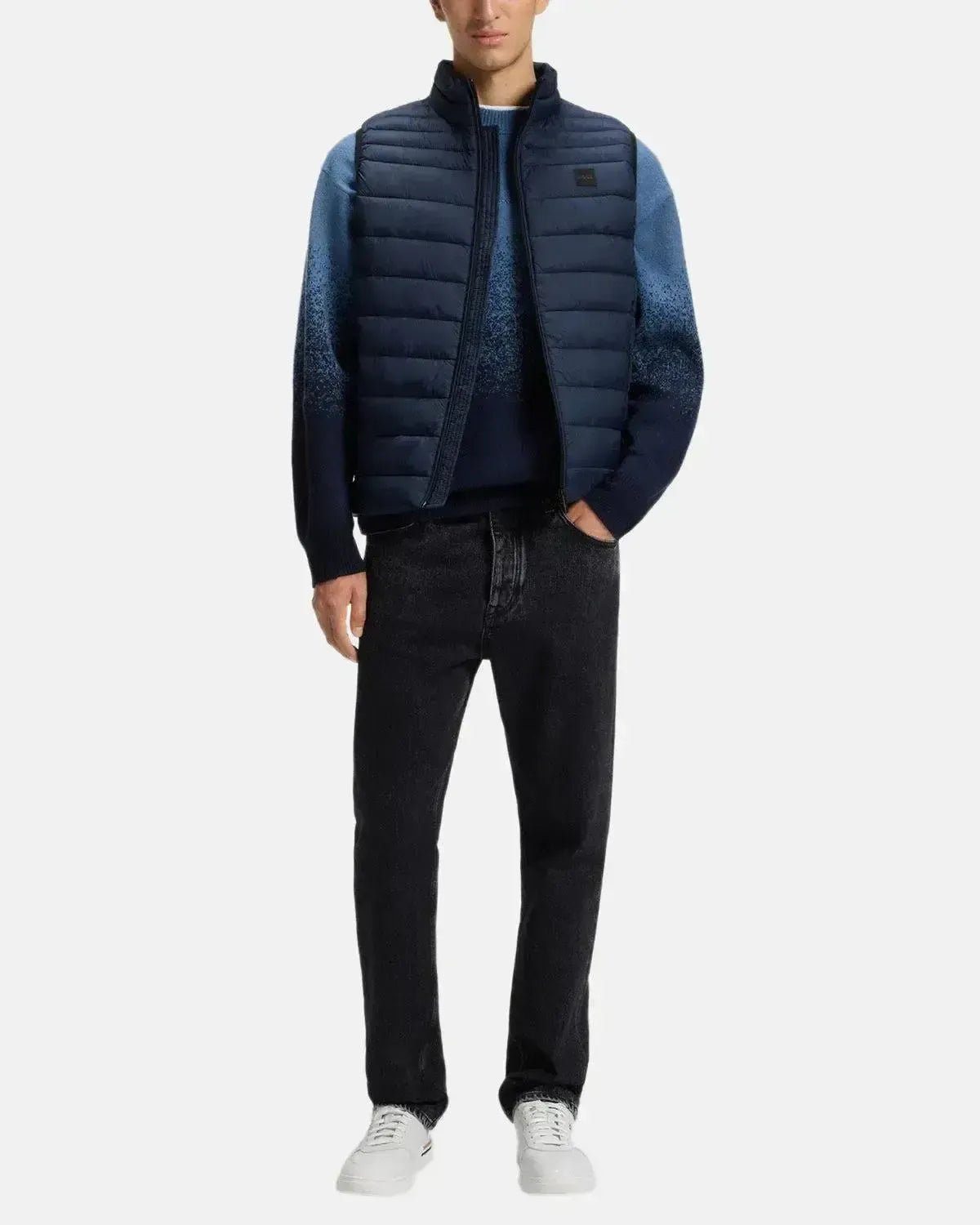 BOSS MENS ODEN SLIM FIT PACKABLE GILET DARK BLUE | Studio DOS
