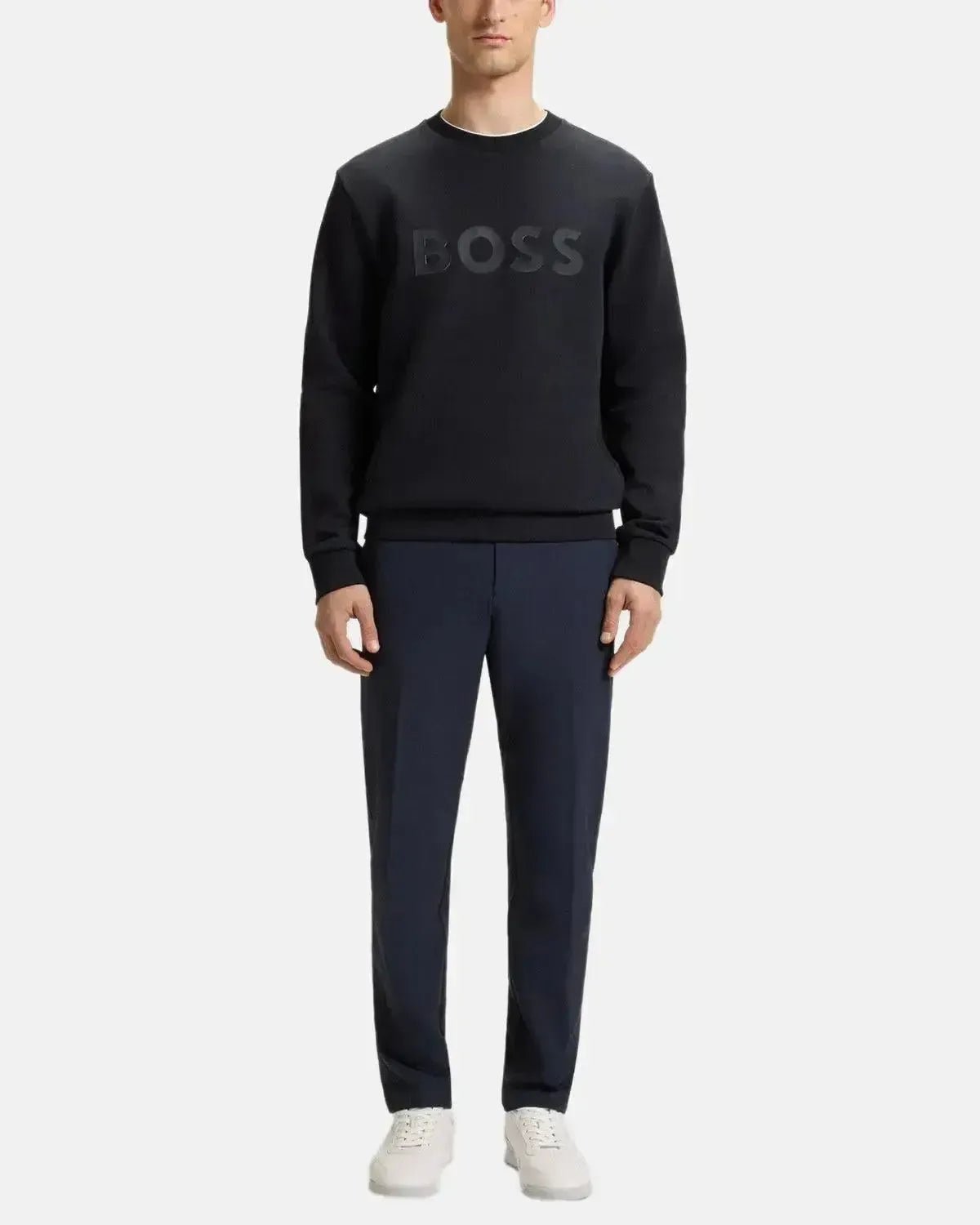 BOSS MENS SALBO SANDWICH LOGO SWEATSHIRT DARK BLUE | Studio DOS