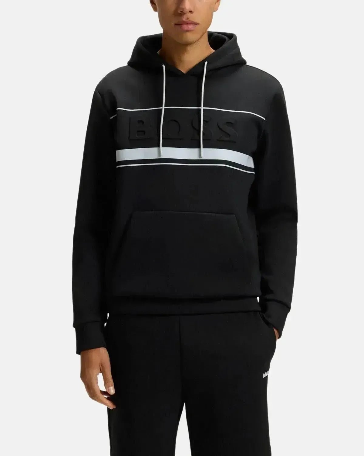 BOSS MENS SOODY ZONE EMBOSSED LOGO HOODIE BLACK | Studio DOS