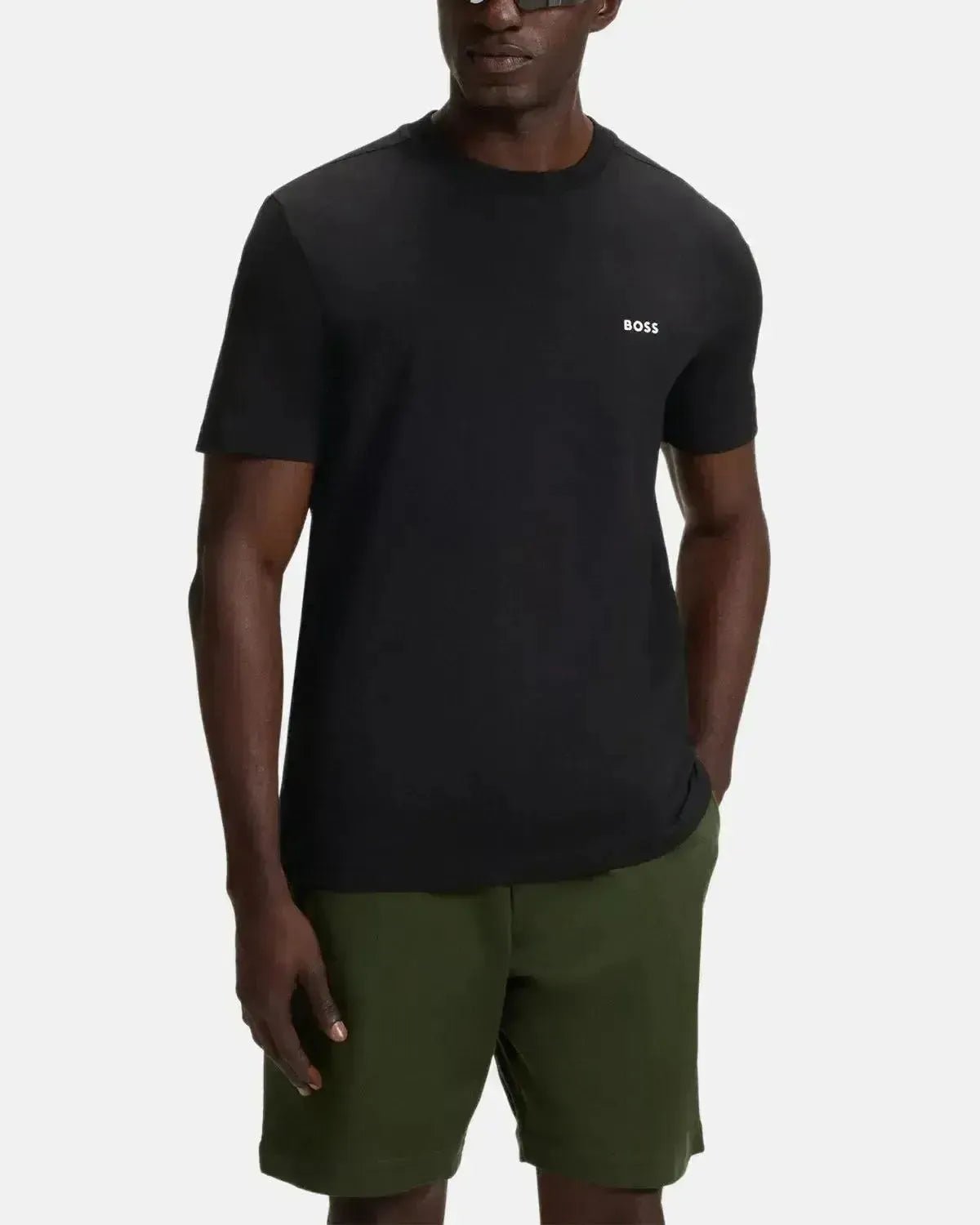 BOSS MENS STRETCH COTTON LOGO T - SHIRT BLACK | Studio DOS